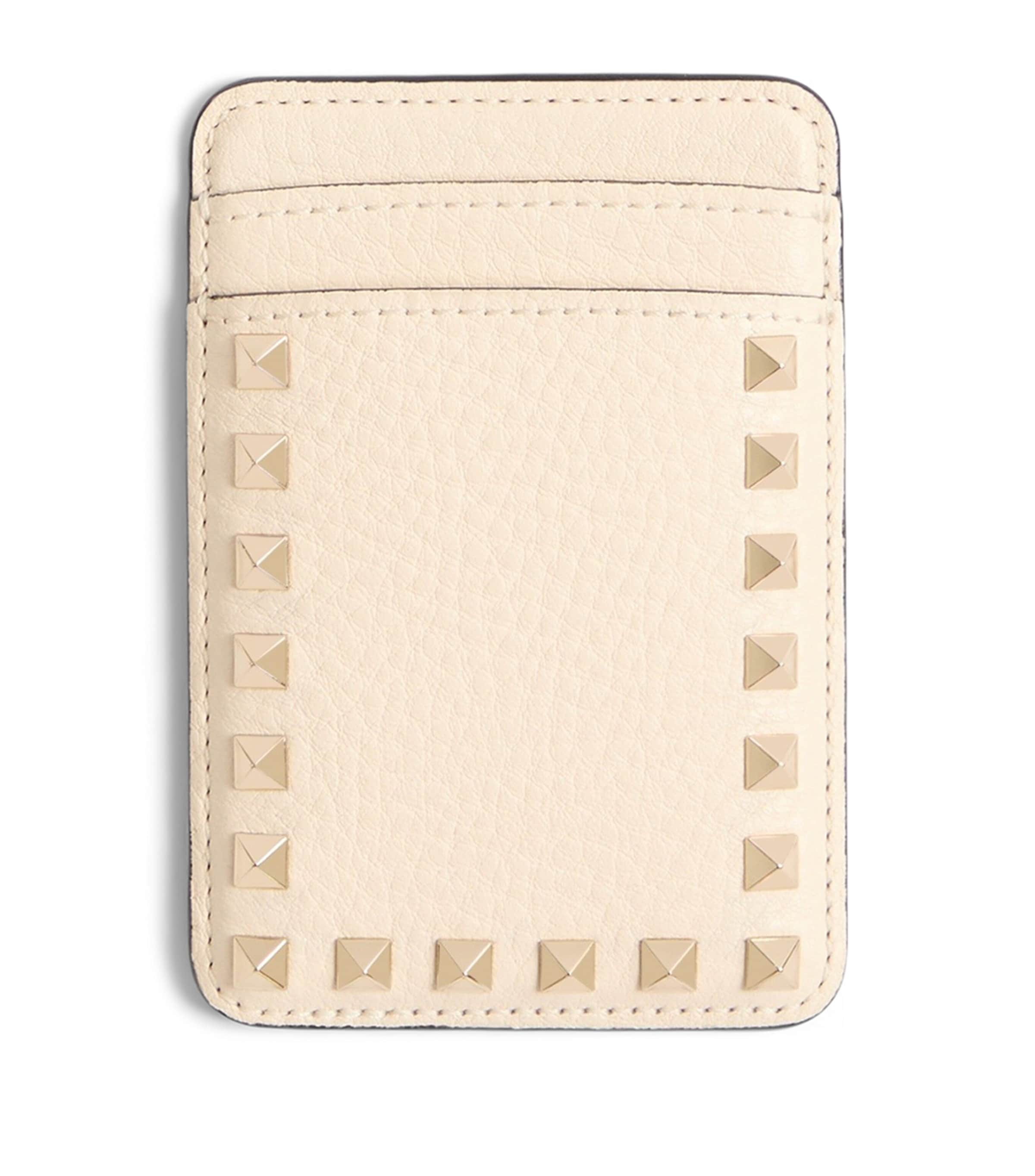 Valentino Garavani Leather Rockstud Magnetic Card Holder