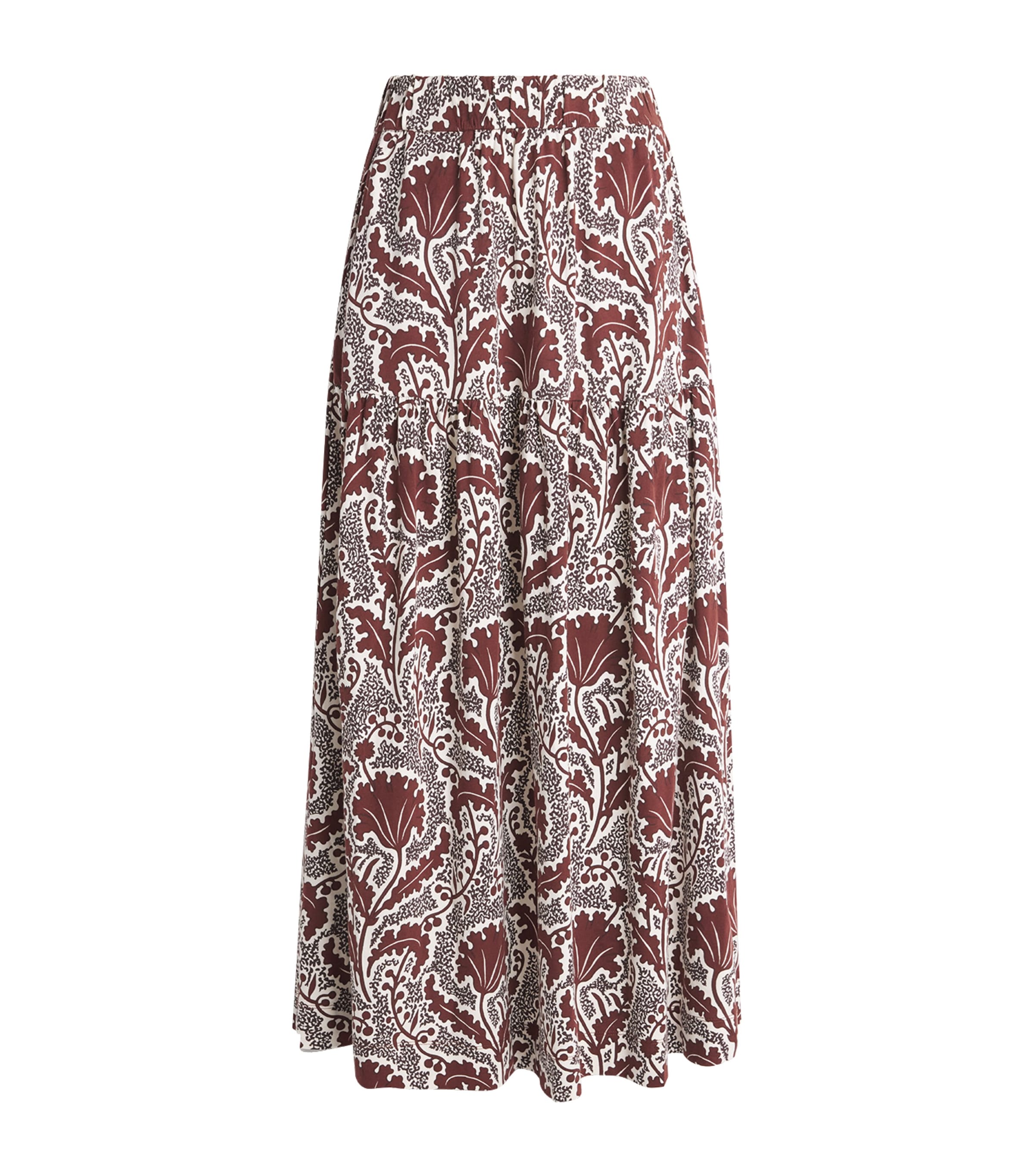 ME+EM Womens Wildflowers Midi Skirt Cinnamon Brown Multi