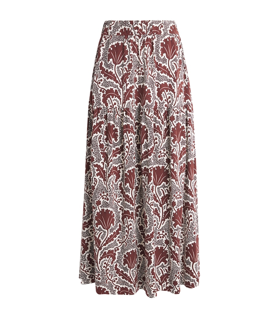 ME+EM Womens Wildflowers Midi Skirt Cinnamon Brown Multi