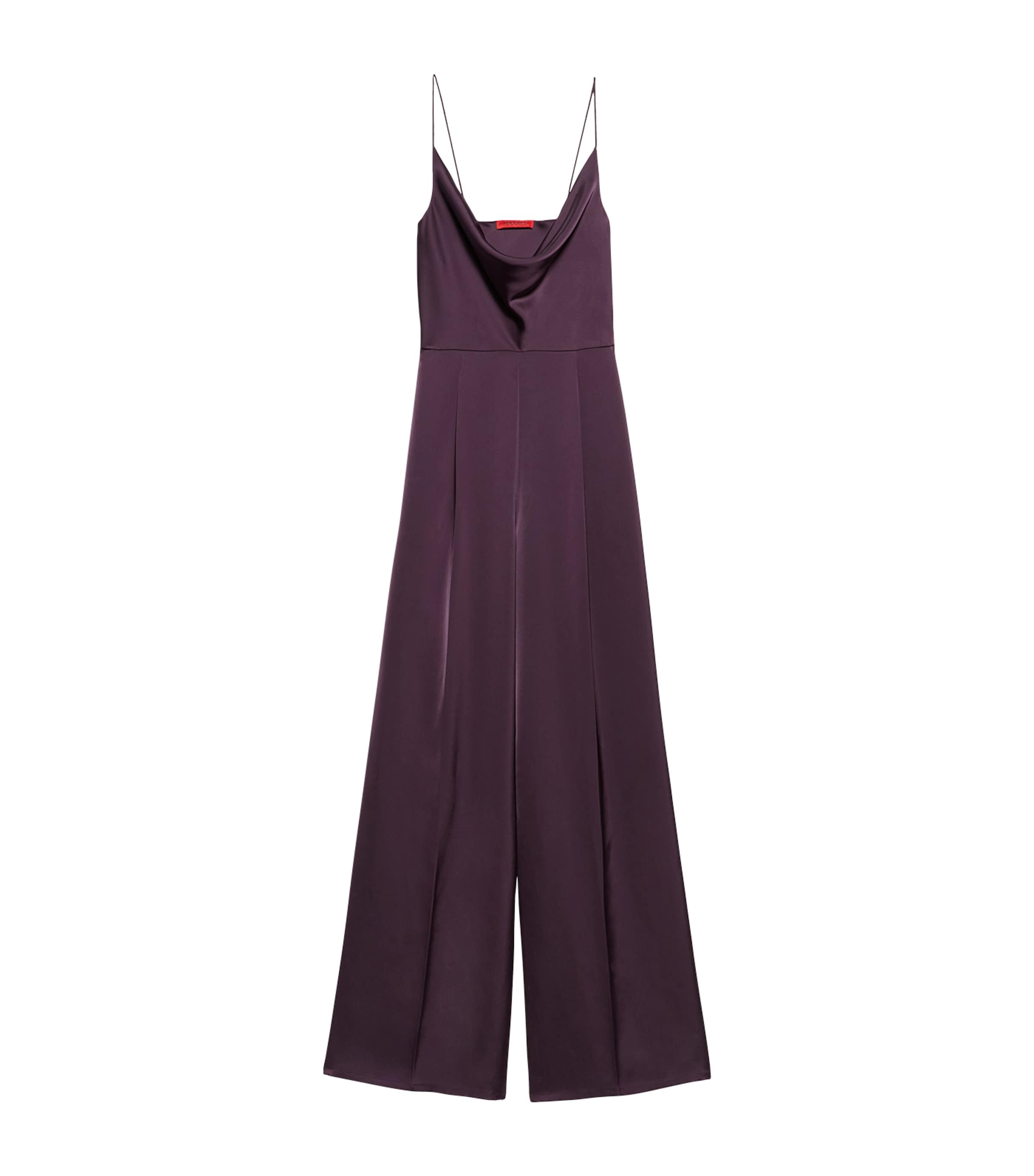 MAX&Co. Womens Satin Cowl-Neck Jumpsuit Aubergine