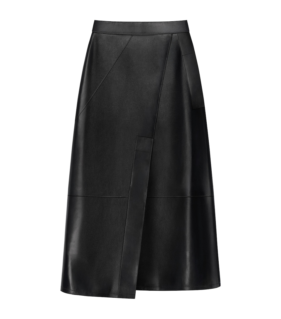 Givenchy Womens Leather Asymmetric Midi Skirt