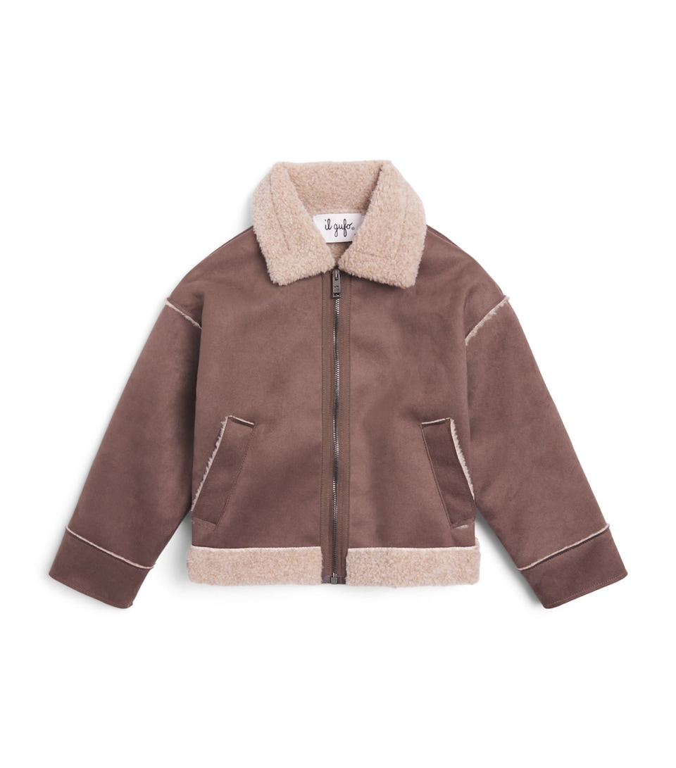 Il Gufo Faux Suede Bomber Jacket (2-14 Years) Cocoa