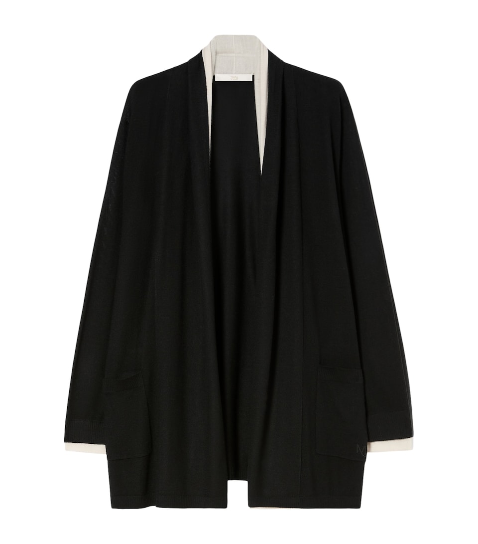 Marina Rinaldi Womens Wool-Silk Waterfall Cardigan Black White