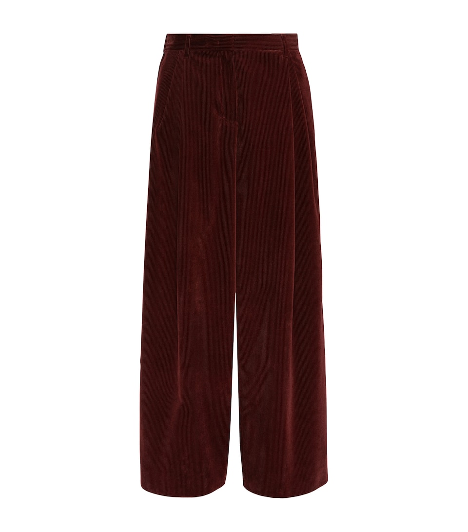 Max Mara Womens Corduroy Wide-Leg Trousers Bordeaux