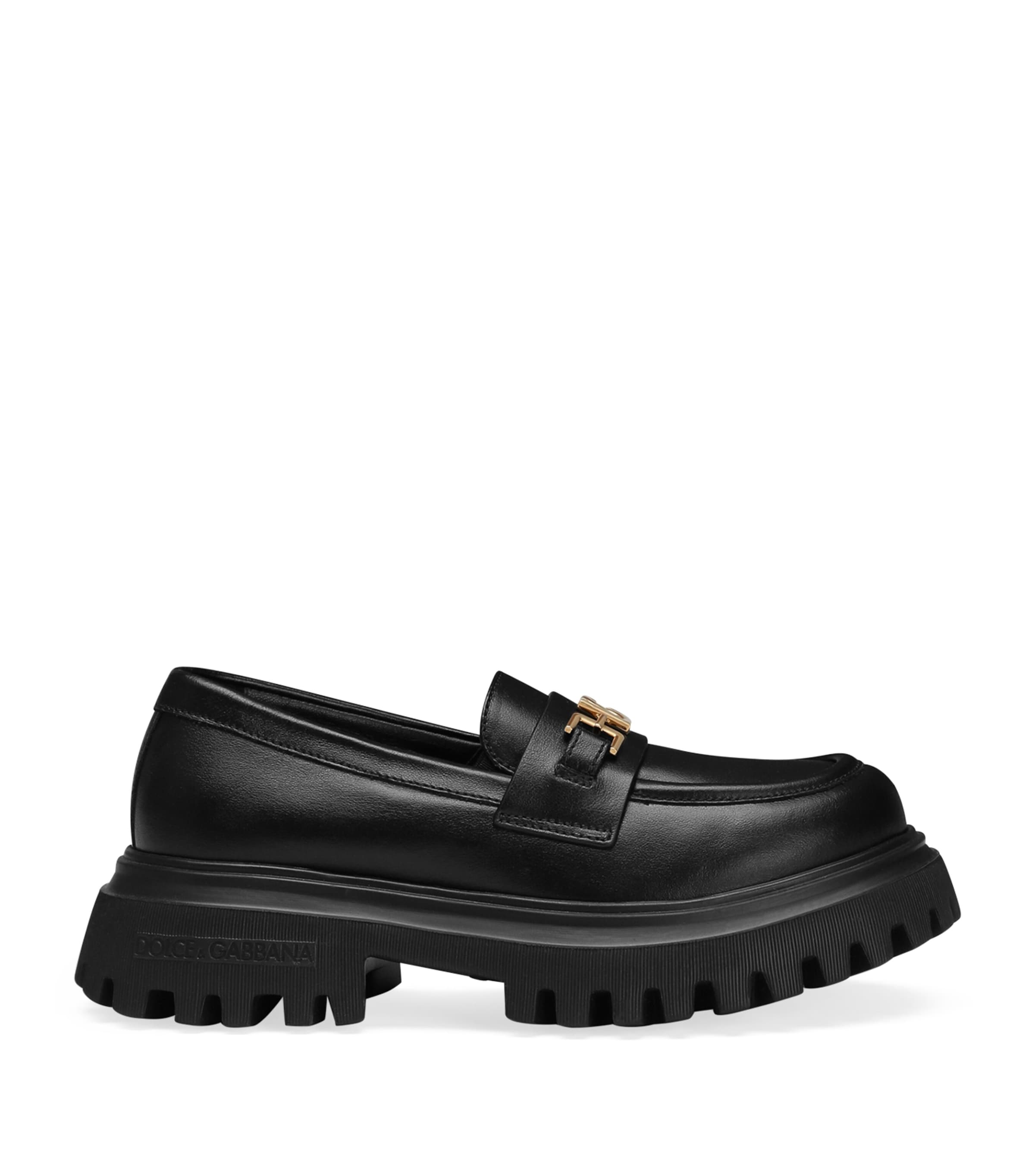 Leather Logo Loafers