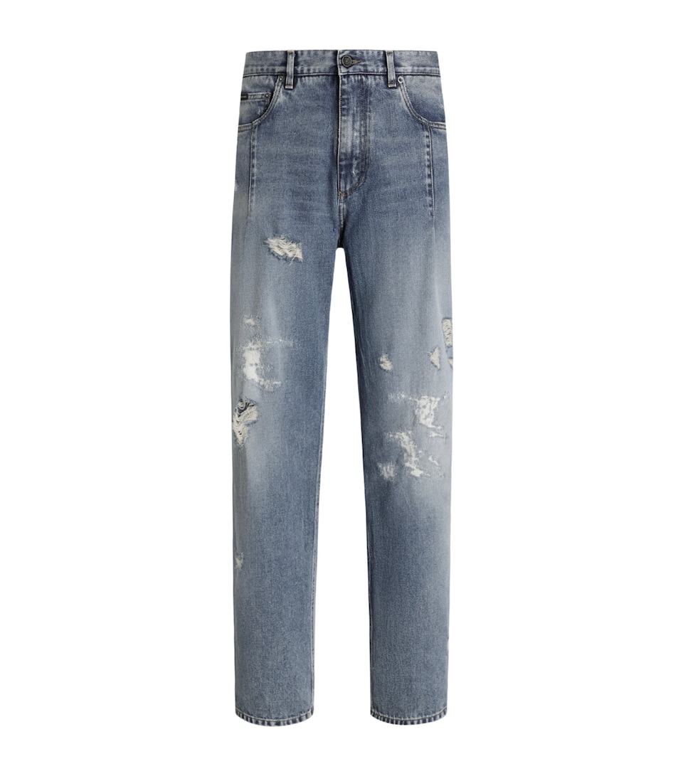 Distressed Straight Jeans
