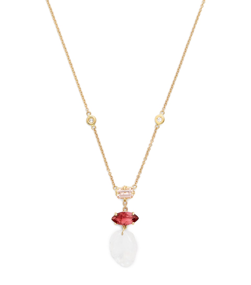 Jacquie Aiche Yellow Gold and Tourmaline Triple Step Necklace Yellow Gold