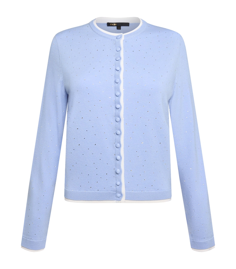 Wool-Blend Rhinestone-Embellished Cardigan