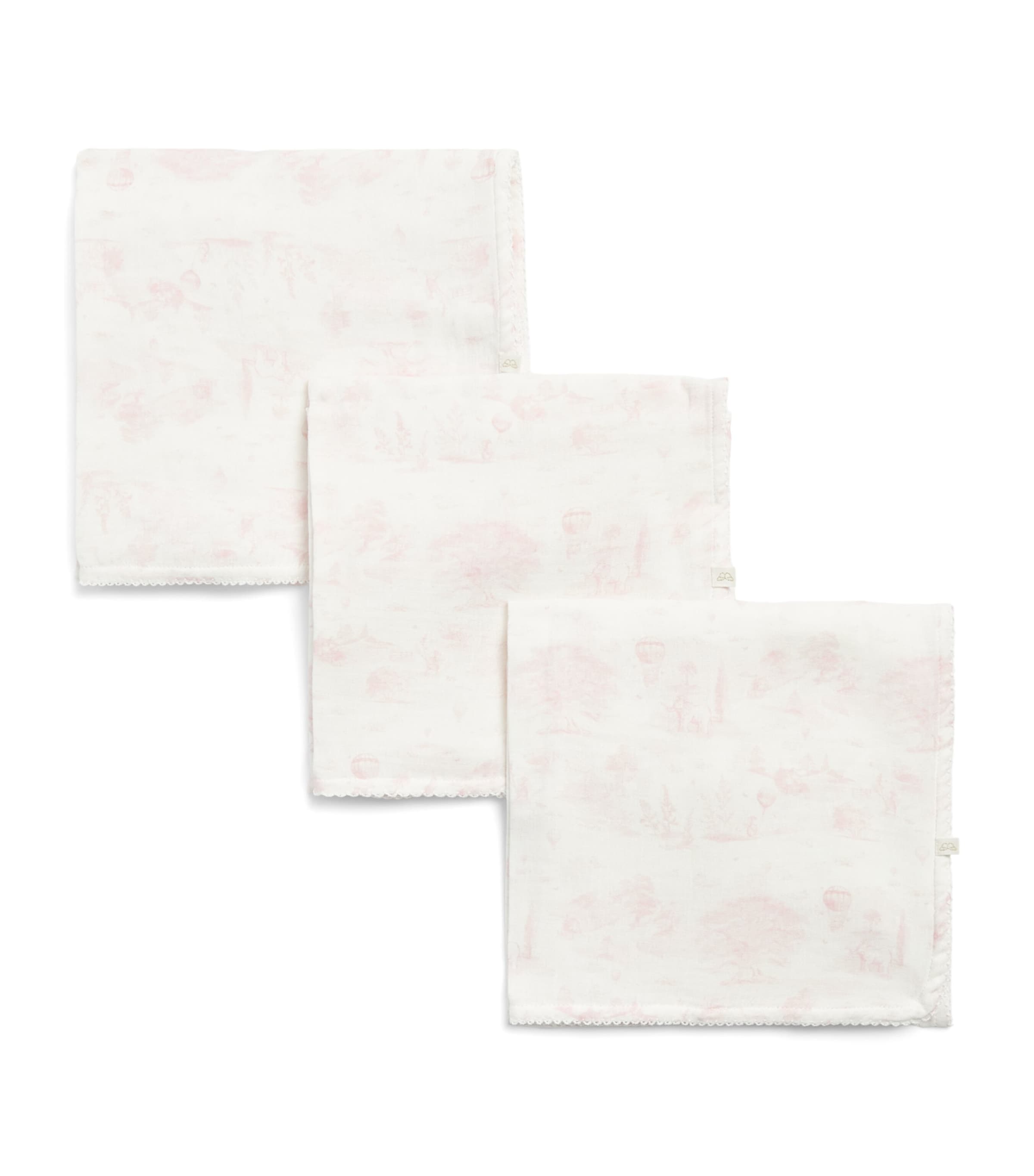 Marie-Chantal Cotton Toile de Jouy Muslin Cloths (Set of 3) Mc Pink