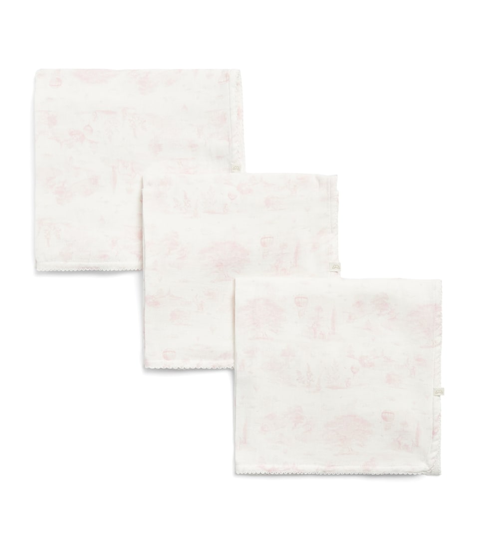 Marie-Chantal Cotton Toile de Jouy Muslin Cloths (Set of 3) Mc Pink