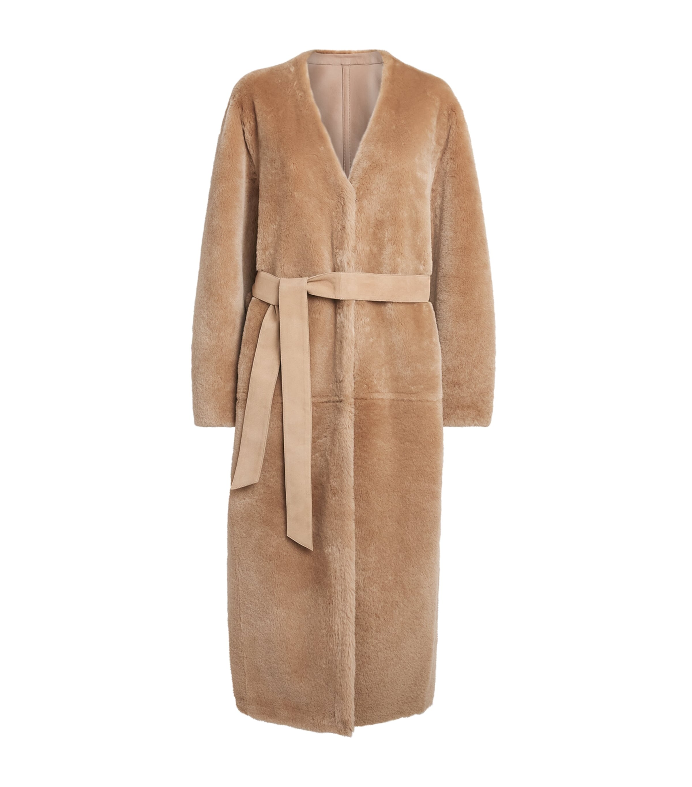 CHAROUX Womens Shearling Edie Overcoat Mocha
