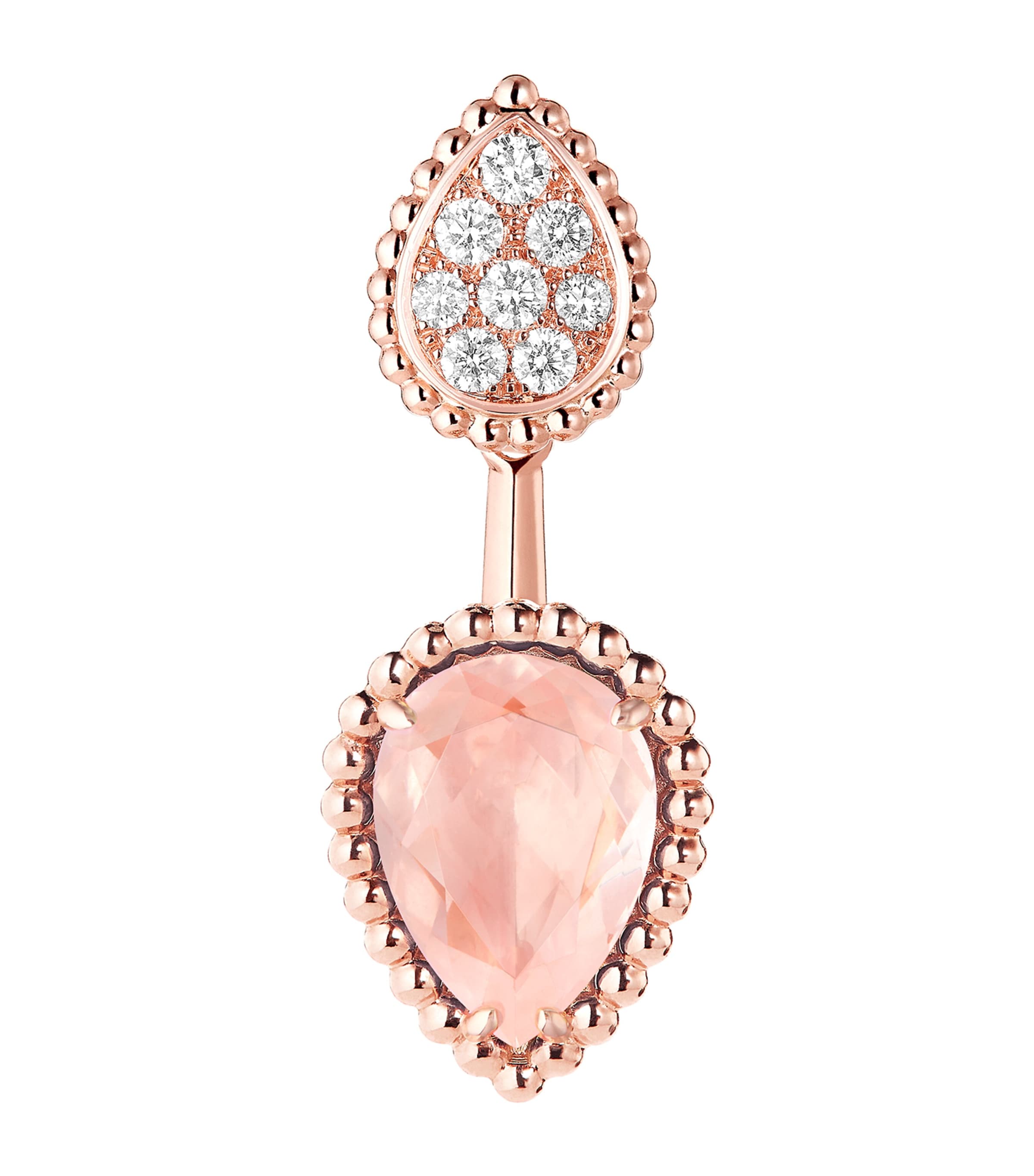 Rose Gold, Diamond and Pink Quartz Serpent Bohème Single Earring