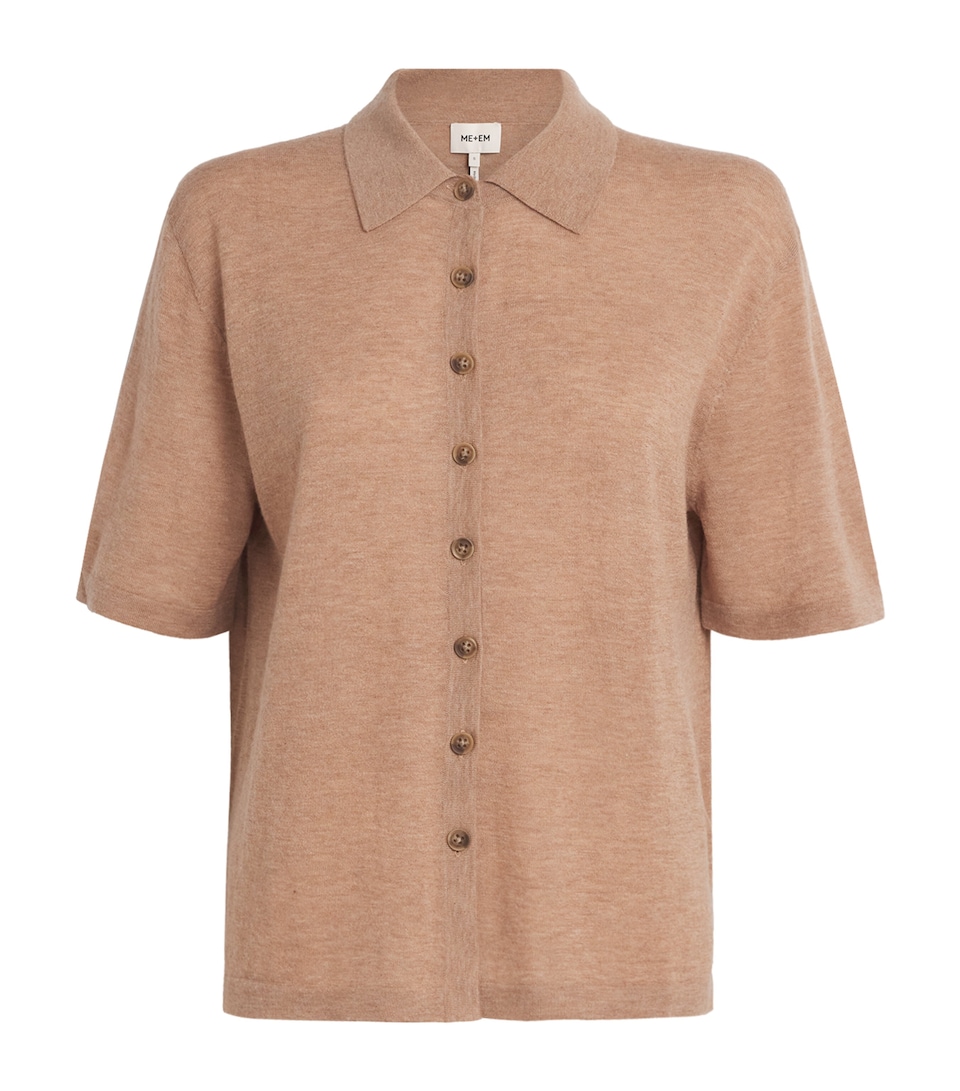 ME+EM Womens Cashmere Knit Short-Sleeve Shirt Camel Melange