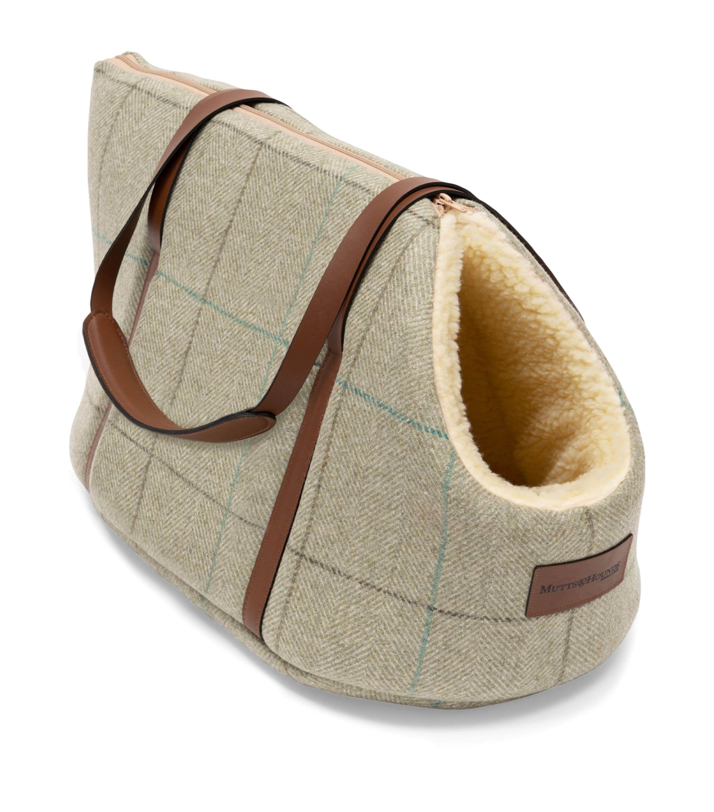 Mutts And Hounds Tweed Dog Carrier (Small) Sage Green