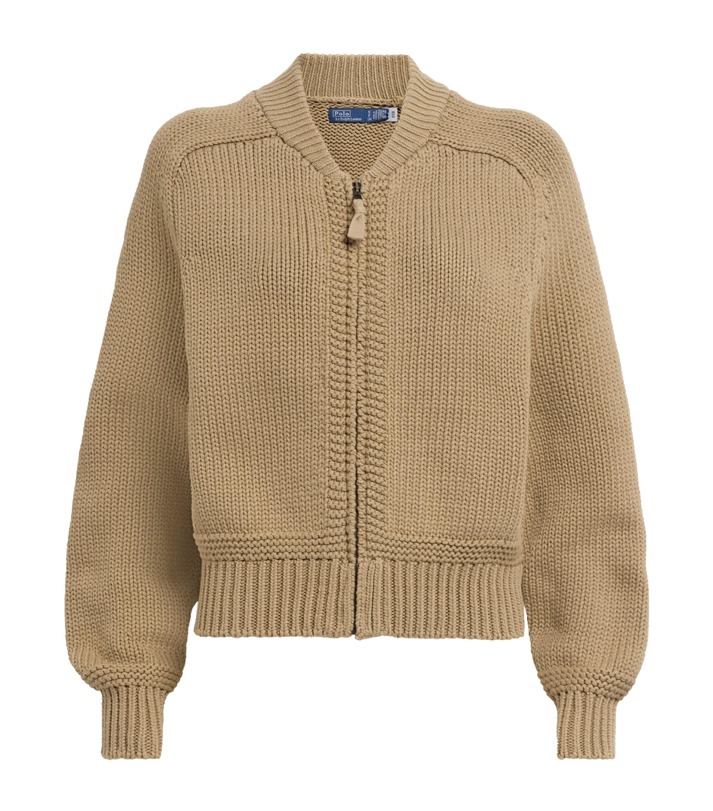 Polo Ralph Lauren Womens Zip-Up Sweater Desert Khaki