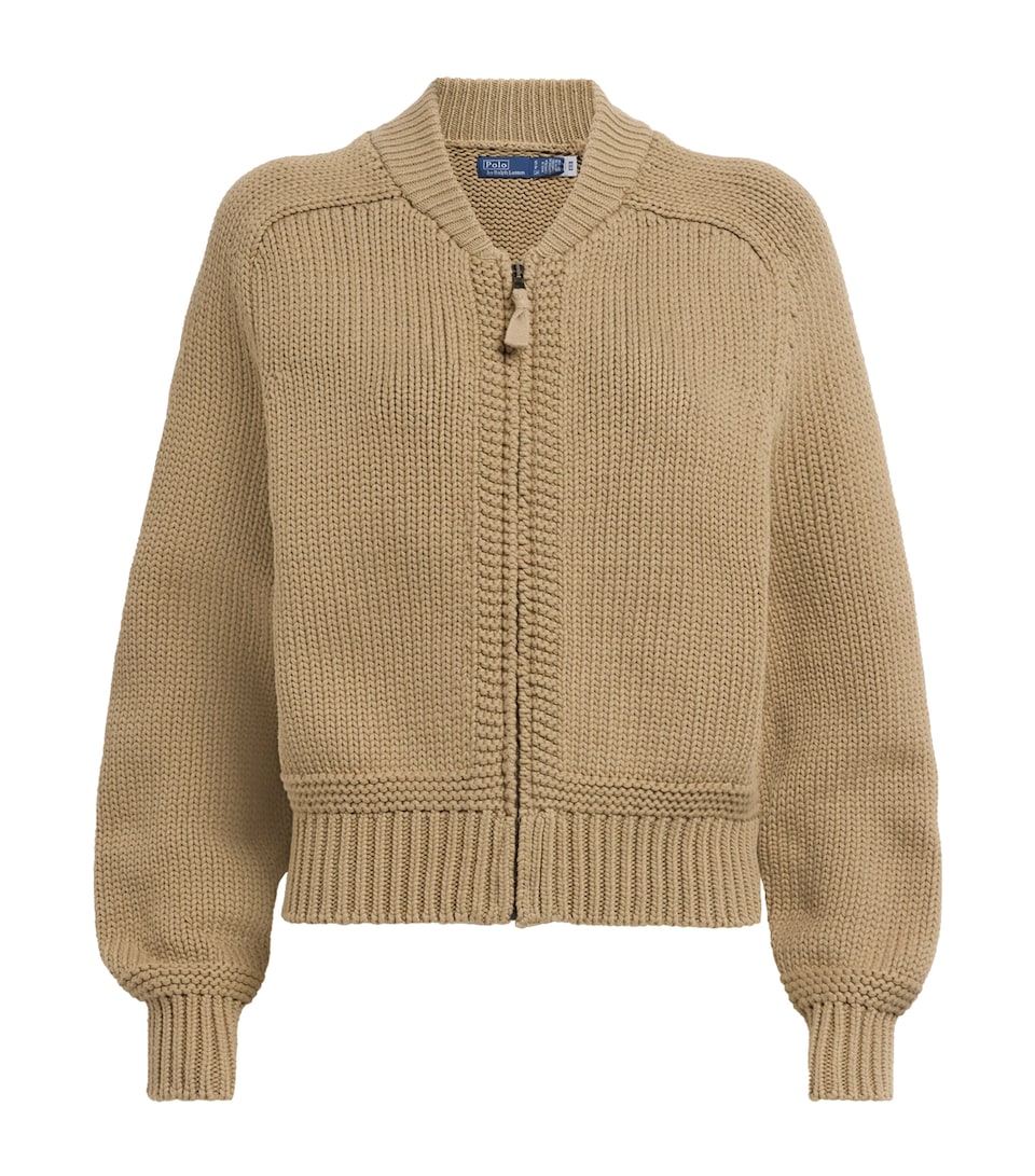 Polo Ralph Lauren Womens Zip-Up Sweater Desert Khaki