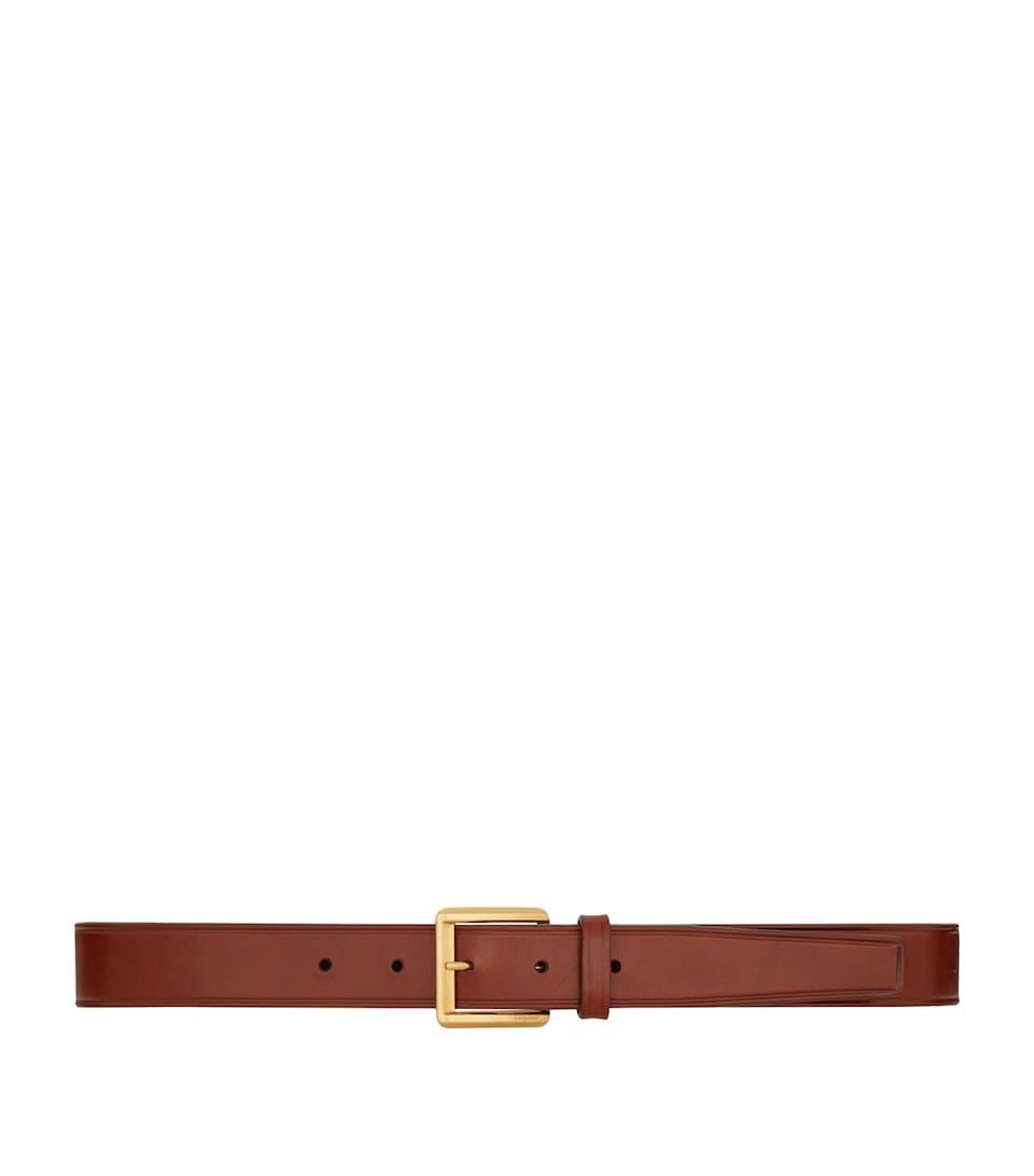 Leather Logo-Buckle Belt