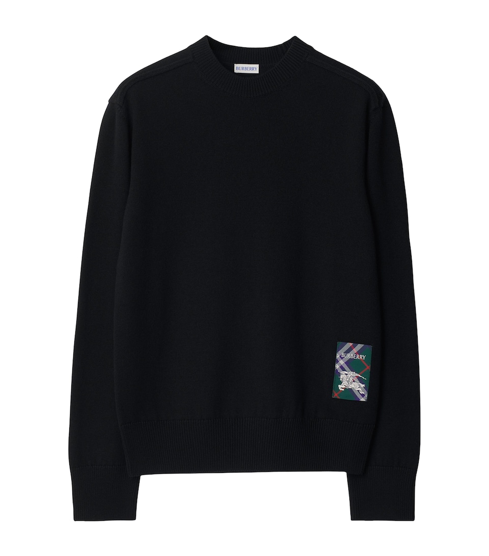 Wool Check-Label Sweater