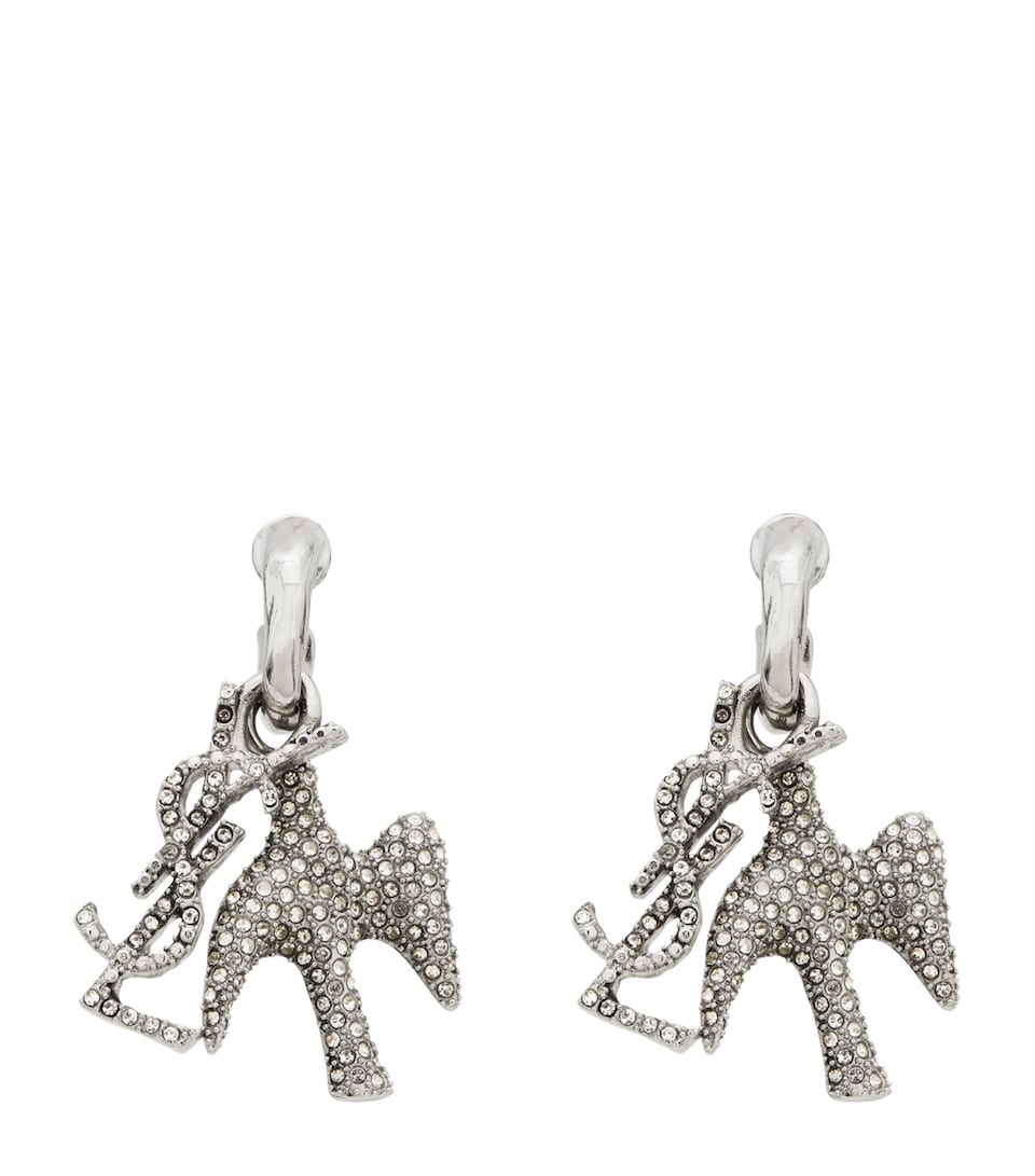 Saint Laurent Cassandre Dove Charm Hoop Earrings