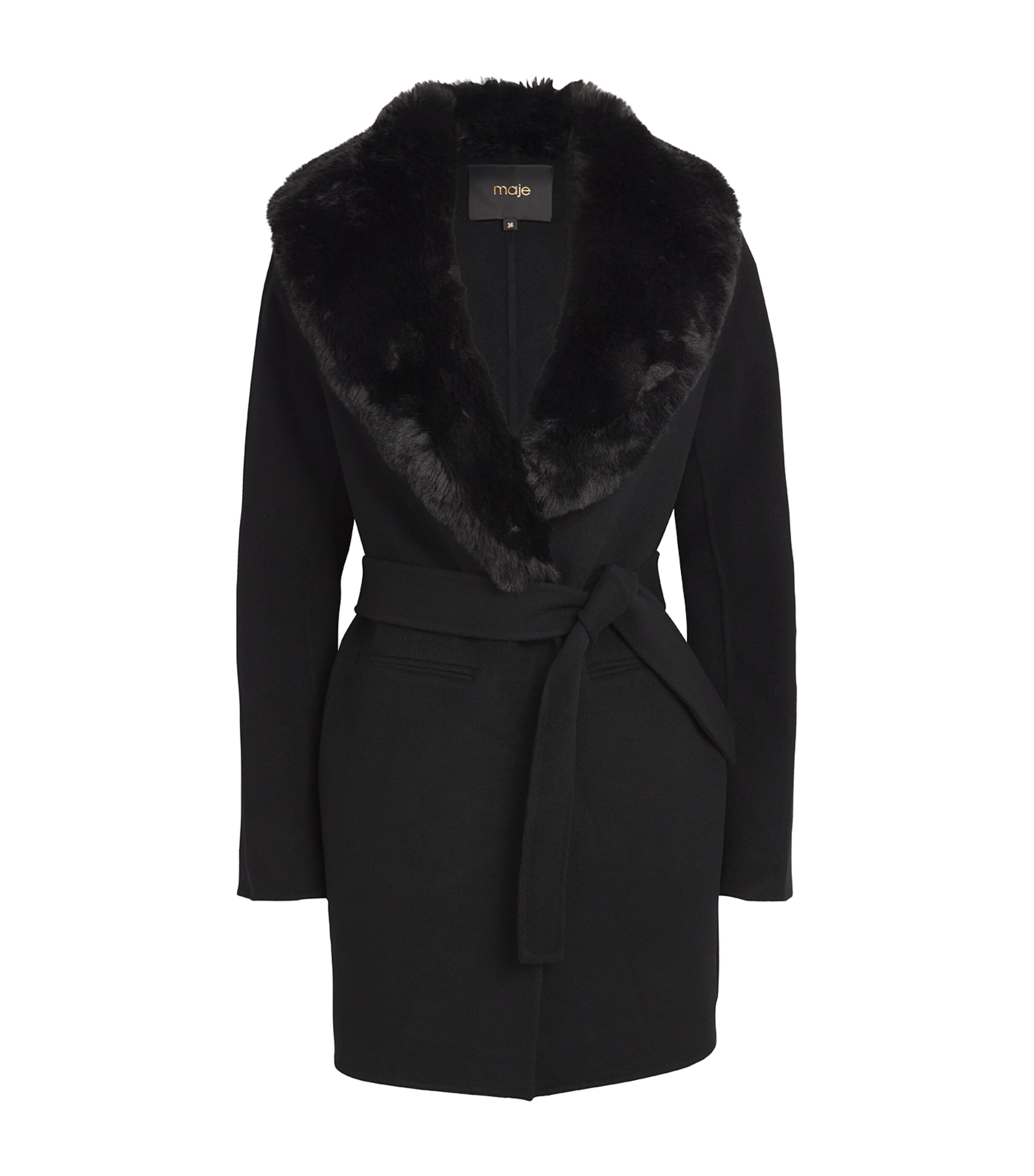 Wool-Blend Faux Fur-Collar Coat