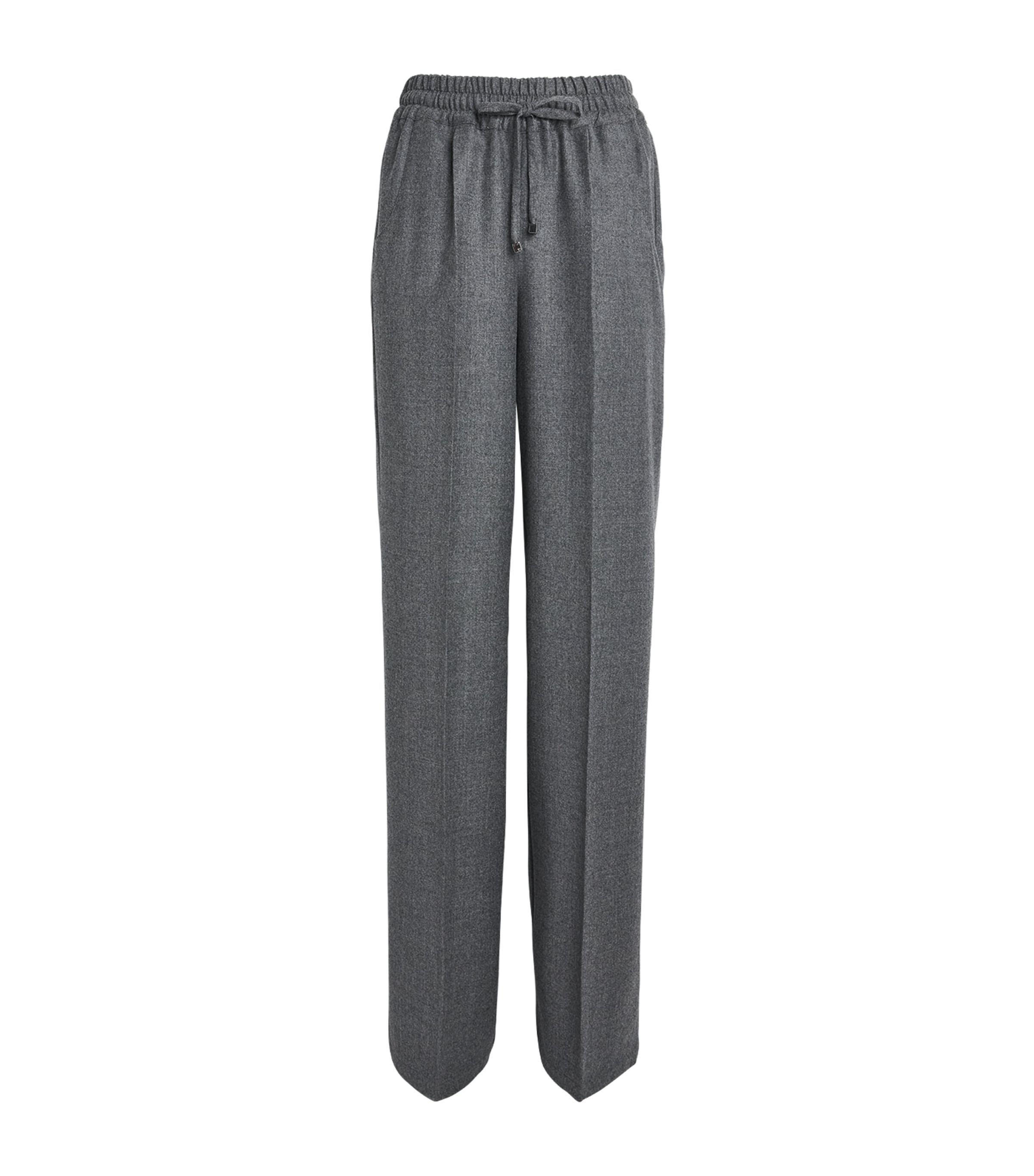 Kiton Womens Virgin Wool Drawstring Trousers Grey