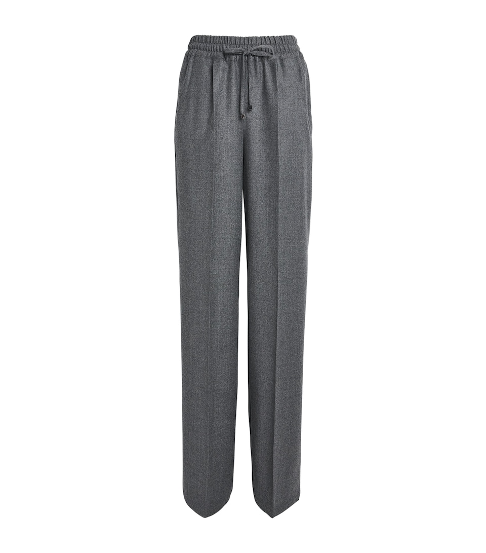 Kiton Womens Virgin Wool Drawstring Trousers Grey