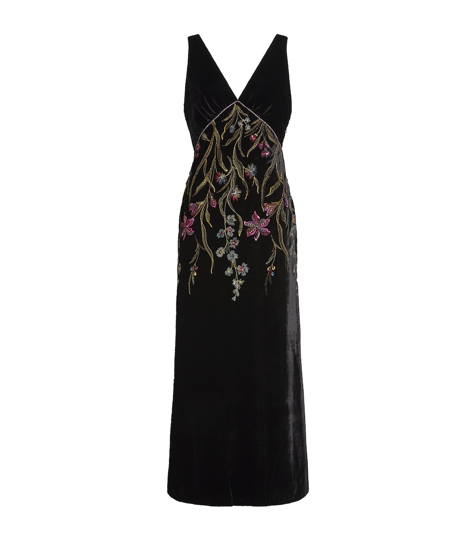 Velvet Embroidered Zaffira Maxi Dress