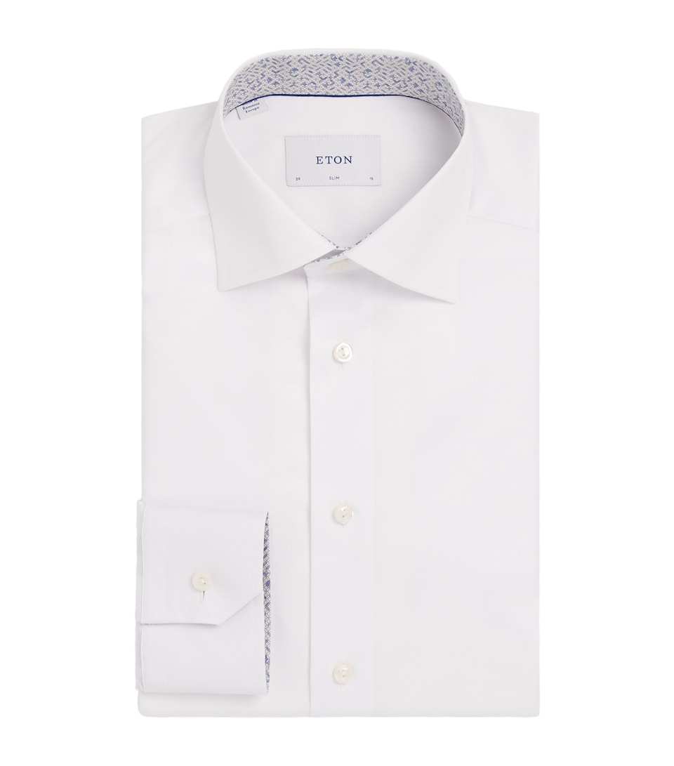 Cotton Signature Twill Geometric-Collar Shirt