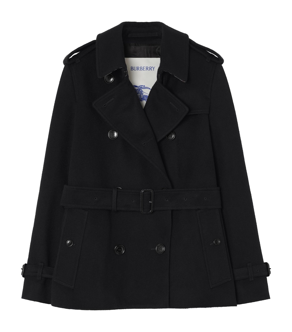 Burberry Womens Cashmere Kensington Trench Jacket Black