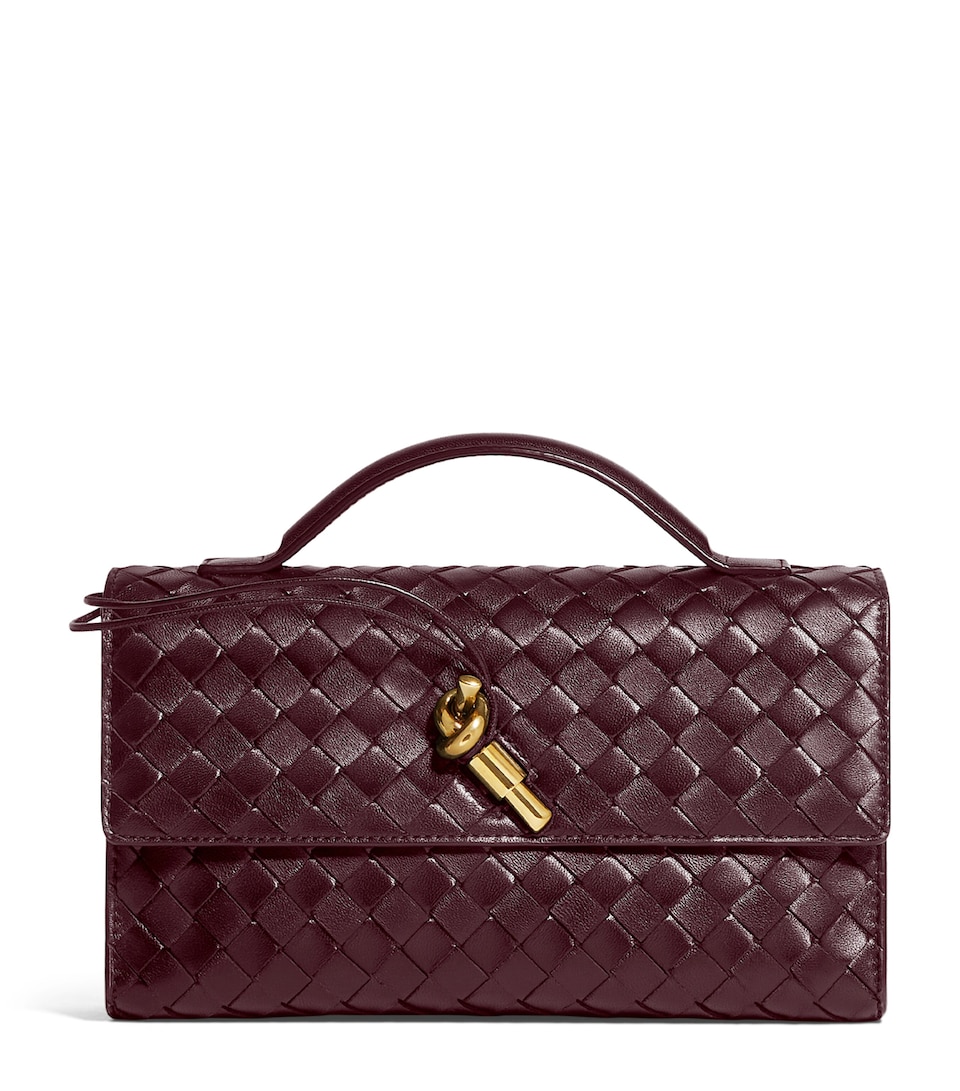 Bottega Veneta Leather Andiamo 25 Clutch Bag