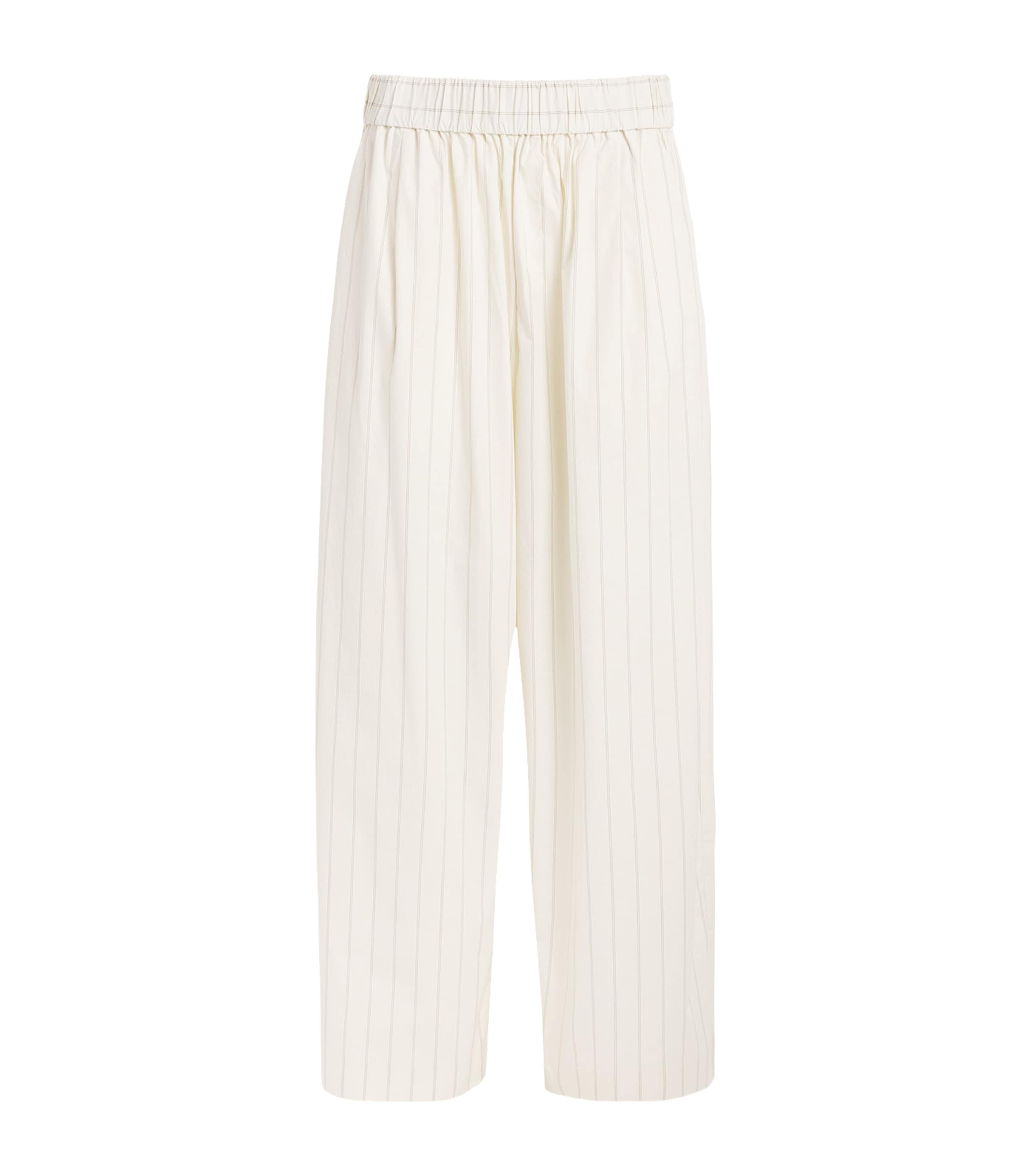 St. Agni Womens Everyday Relaxed Trousers Ecru Stripe