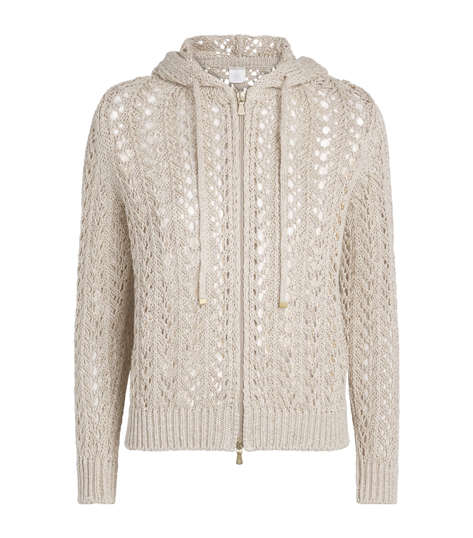 Eleventy Womens Cotton-Linen-Blend Knitted Cardigan Avorio