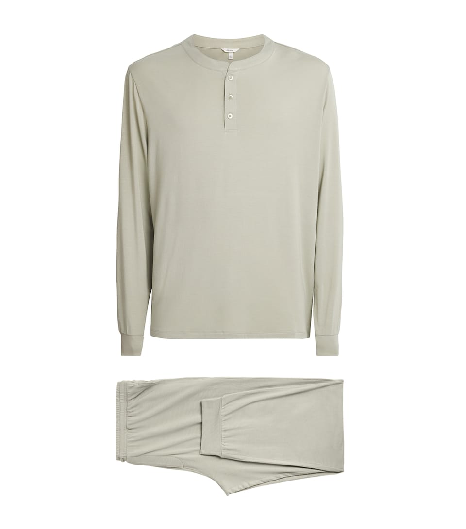 Eberjey Mens Modal Henry Long Pyjama Set Sandstone