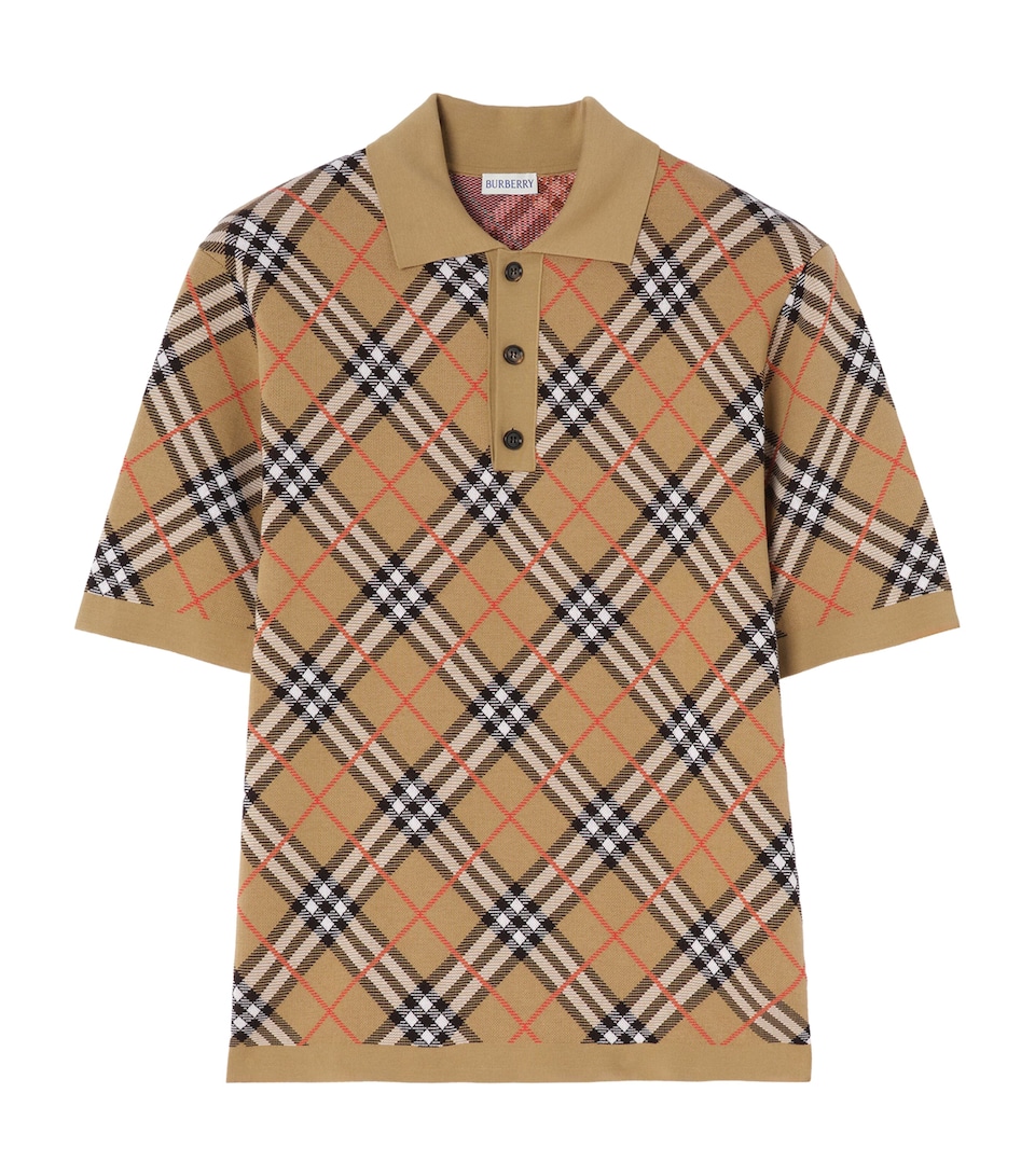 Burberry Mens Check Polo Shirt Sand Ip Check