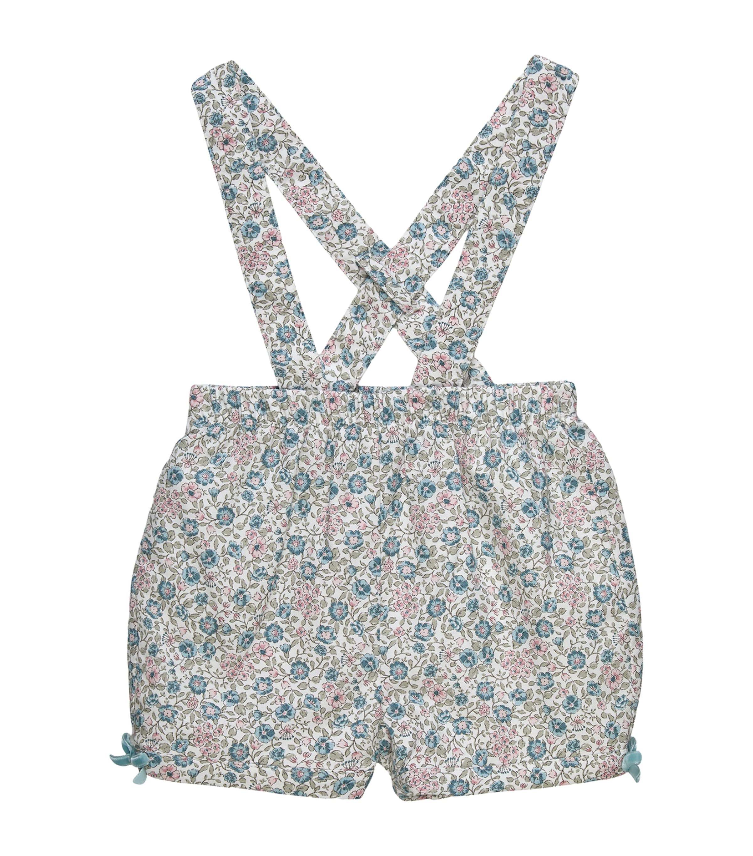 Trotters Cotton Floral Lina Bloomers and Braces (6-24 Months) Blue