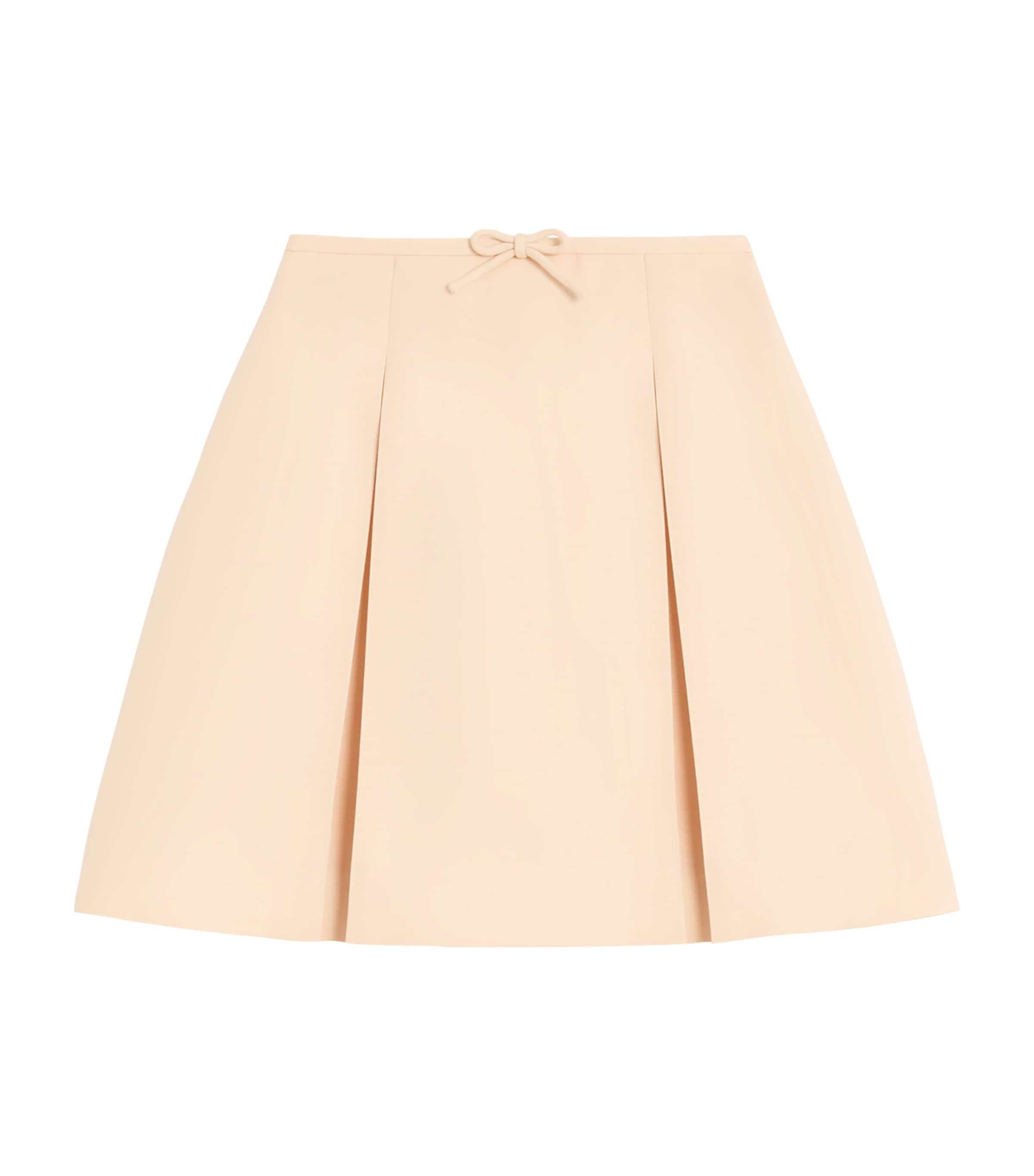 Virgin Wool-Silk Bow Mini Skirt