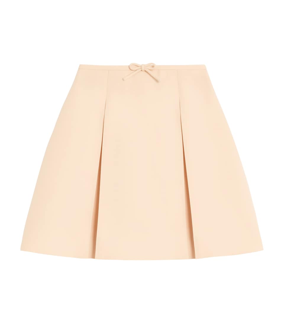 Virgin Wool-Silk Bow Mini Skirt