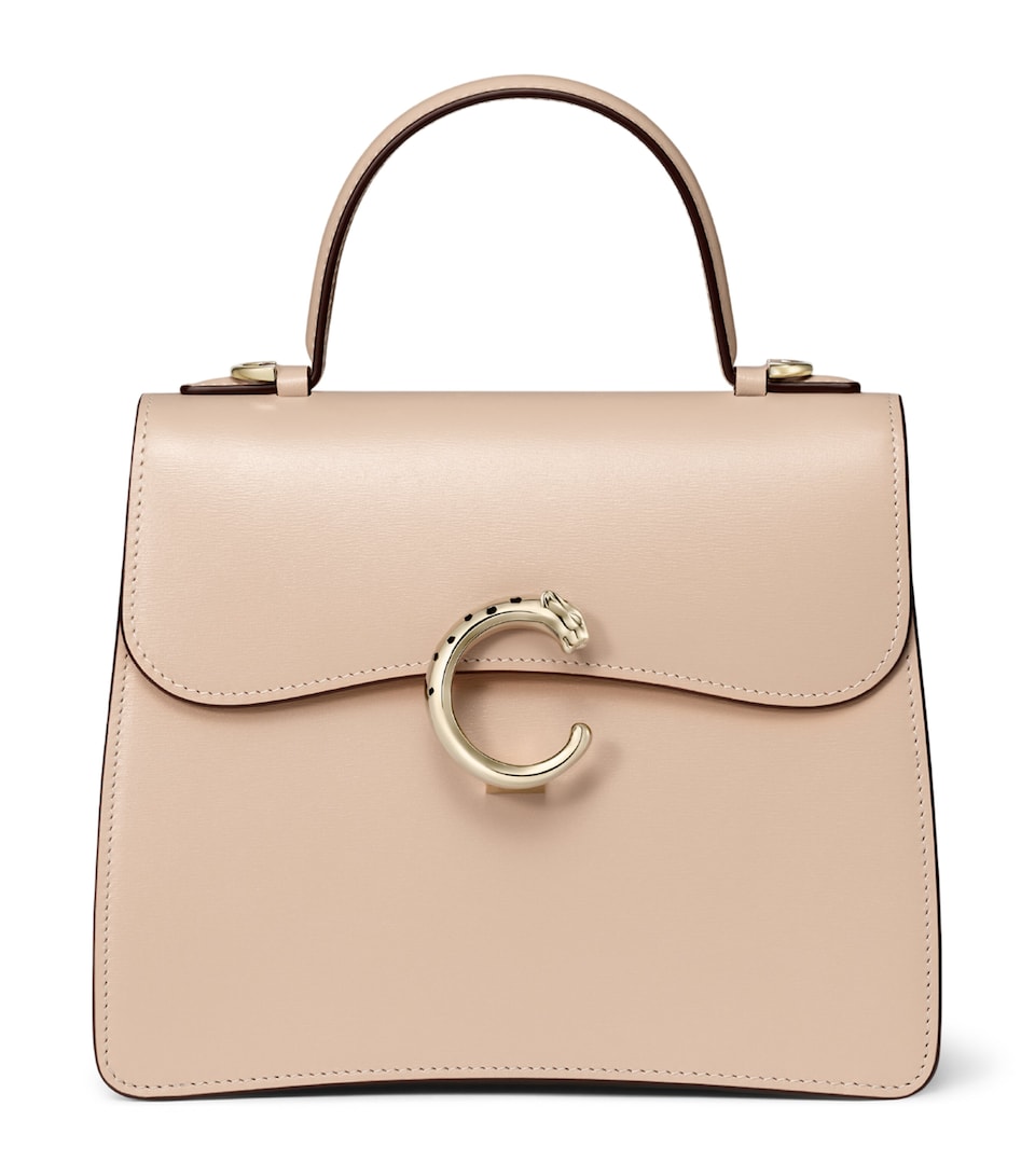 Cartier Small Leather Panthère C de Cartier Top-Handle Bag Peach Beige