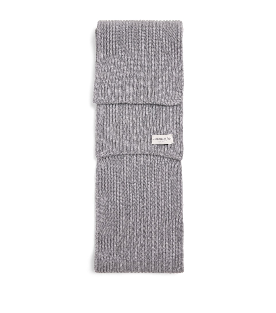 Johnstons Of Elgin Cashmere Lovat Ribbed Scarf Storm Grey