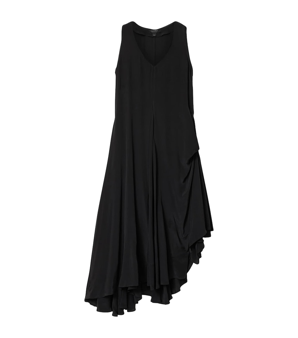 AllSaints Womens Adjustable Sybil Midi Dress Black