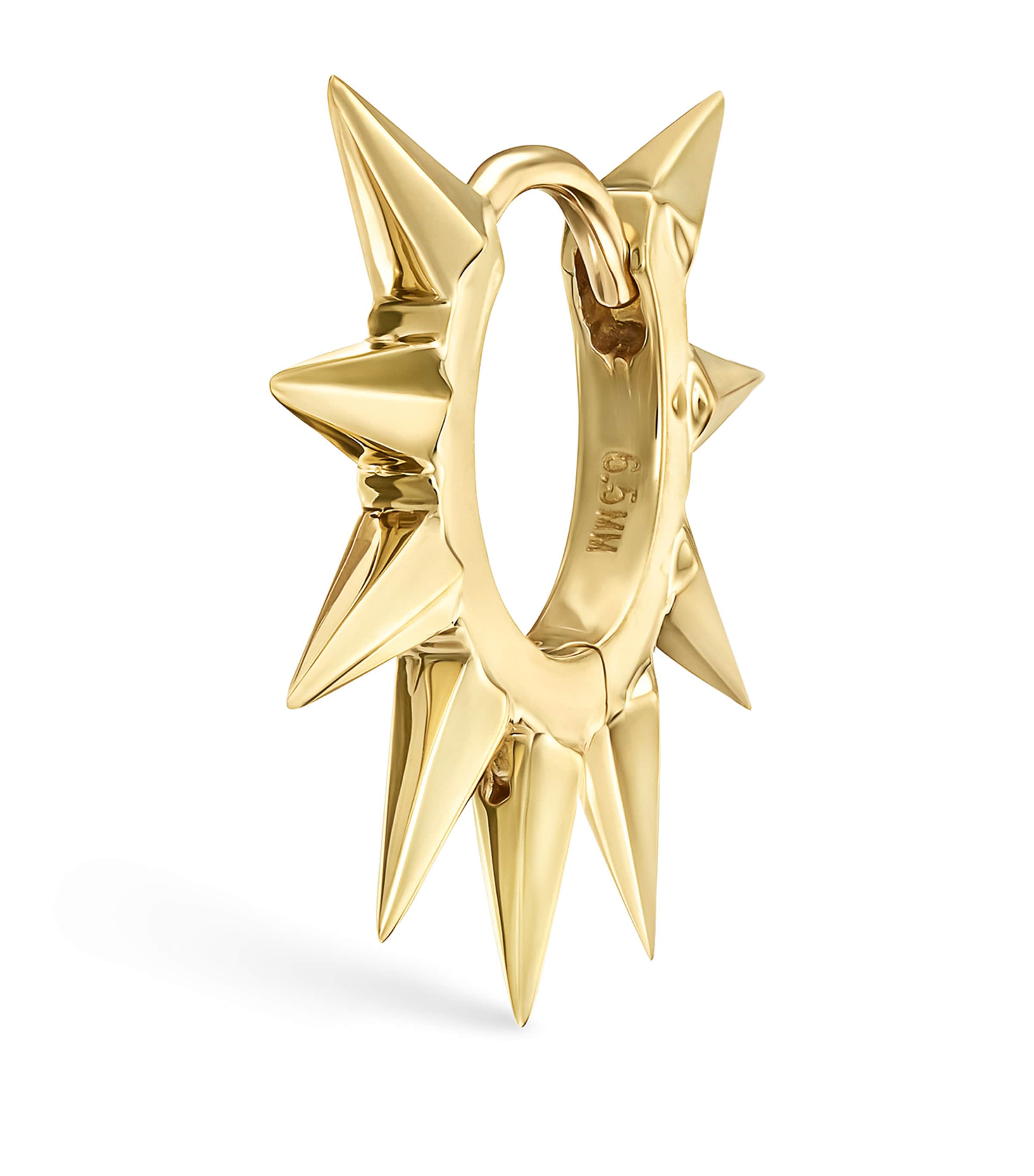 Yellow Gold Metal Mohawk Hoop Earring (6.5mm)