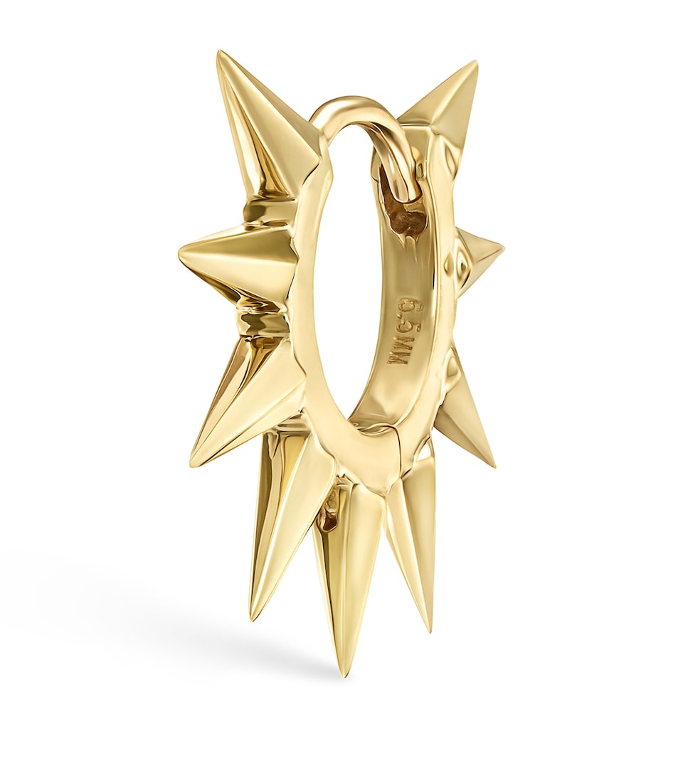 Yellow Gold Metal Mohawk Hoop Earring (6.5mm)