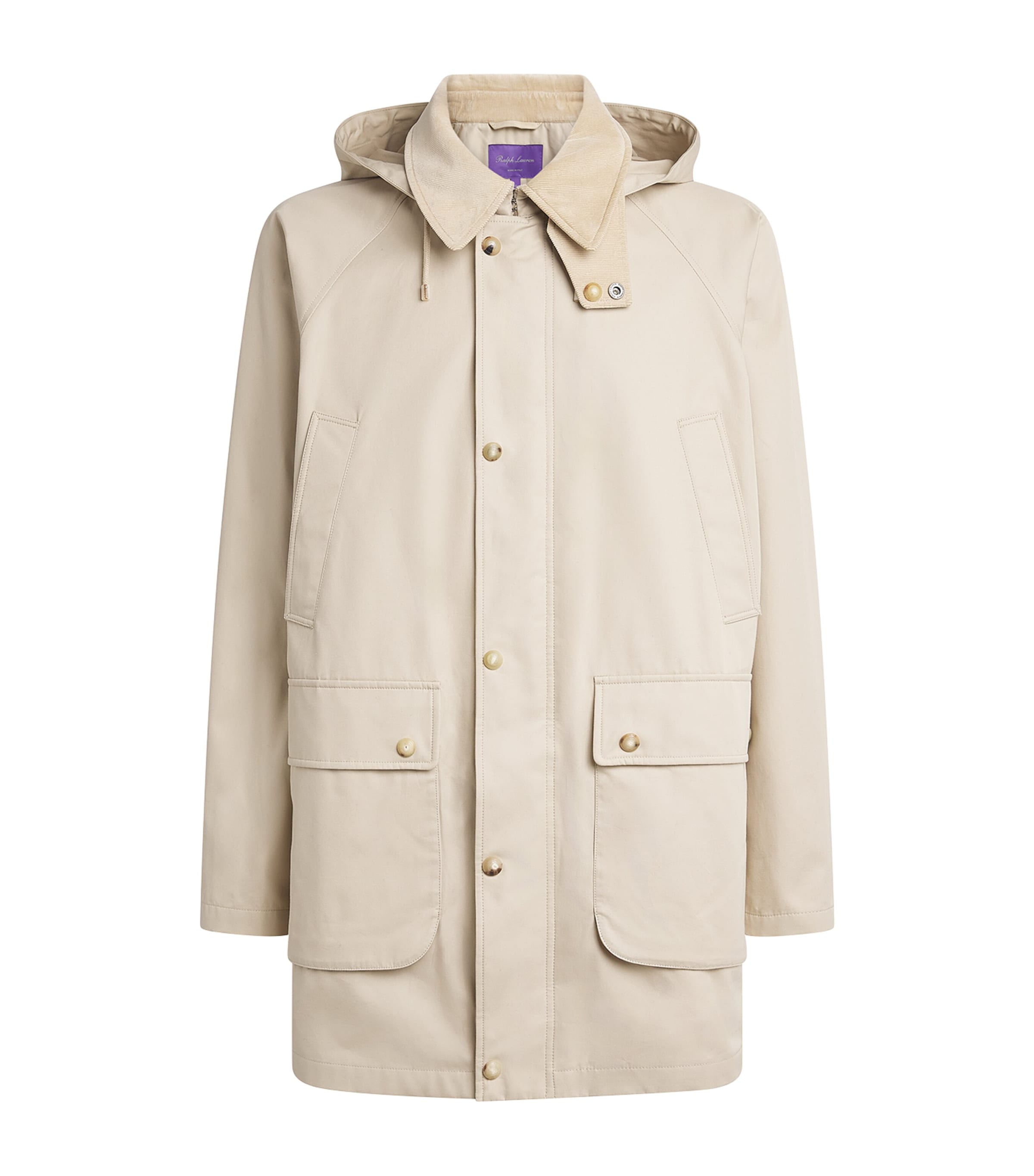Ralph Lauren Purple Label Mens Corduroy-Collar Car Coat Champagne