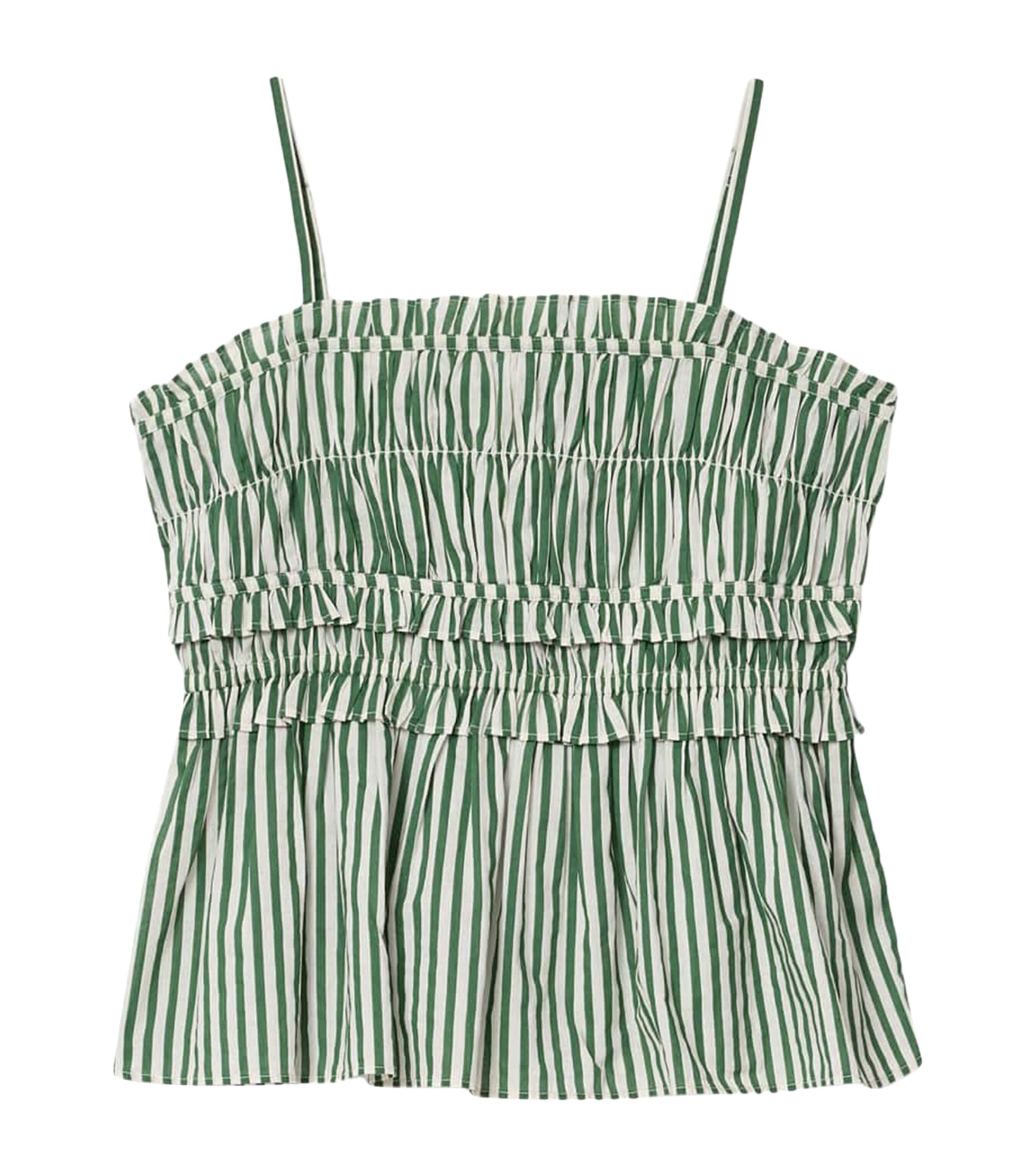 AllSaints Womens Organic Cotton Kali Top Apple Green/white