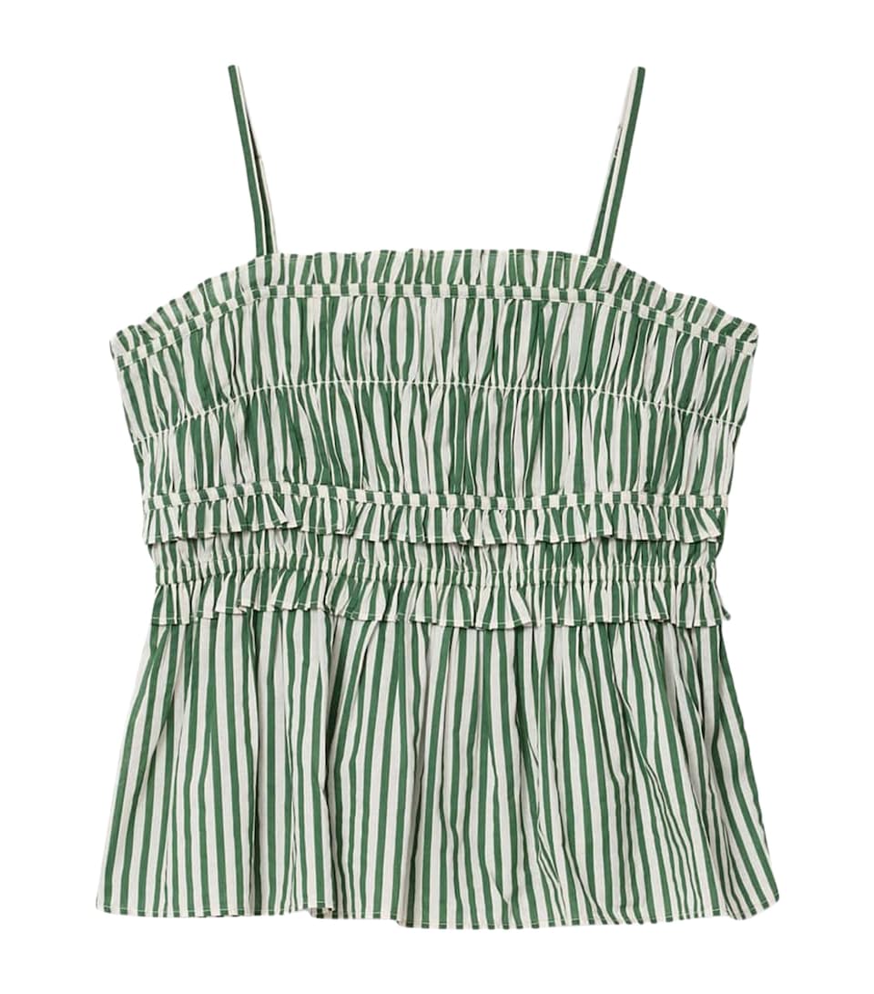 AllSaints Womens Organic Cotton Kali Top Apple Green/white