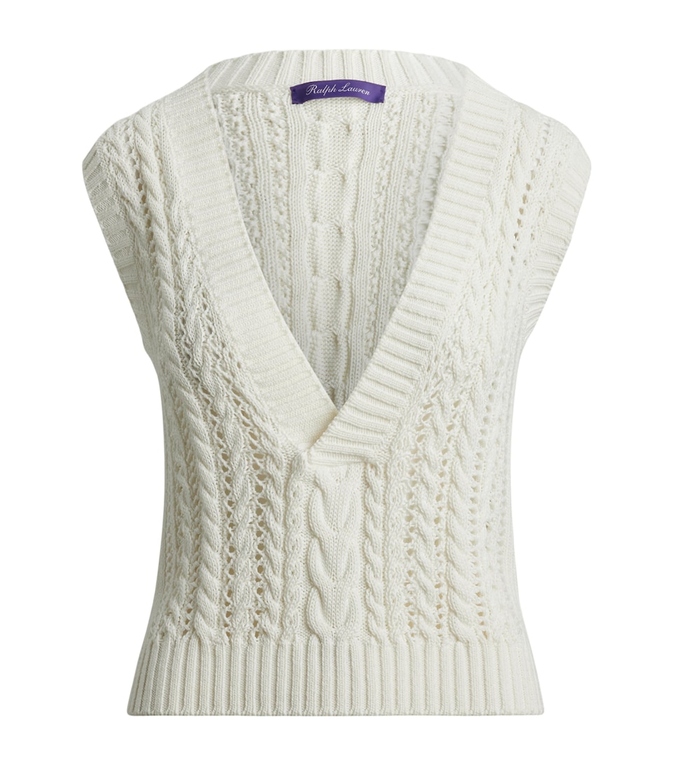 Cotton-Silk Cable-Knit Sweater Vest