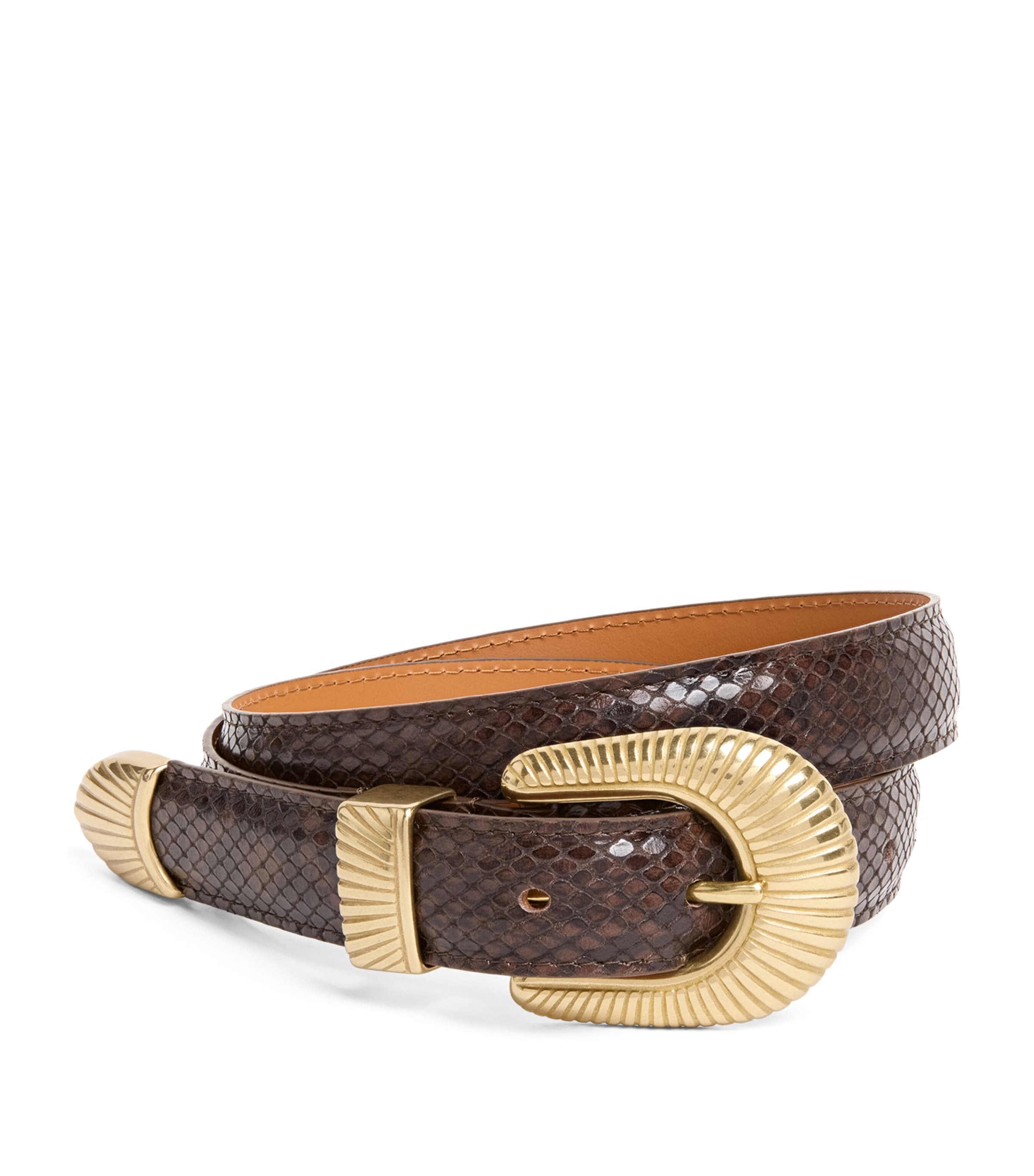 Leather Python-Effect Belt