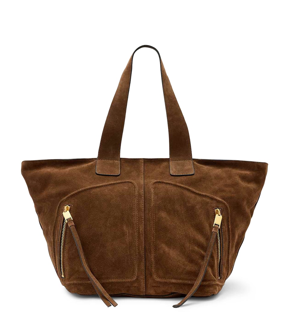 AllSaints Suede Jean Rey Tote Bag Sugar Brown