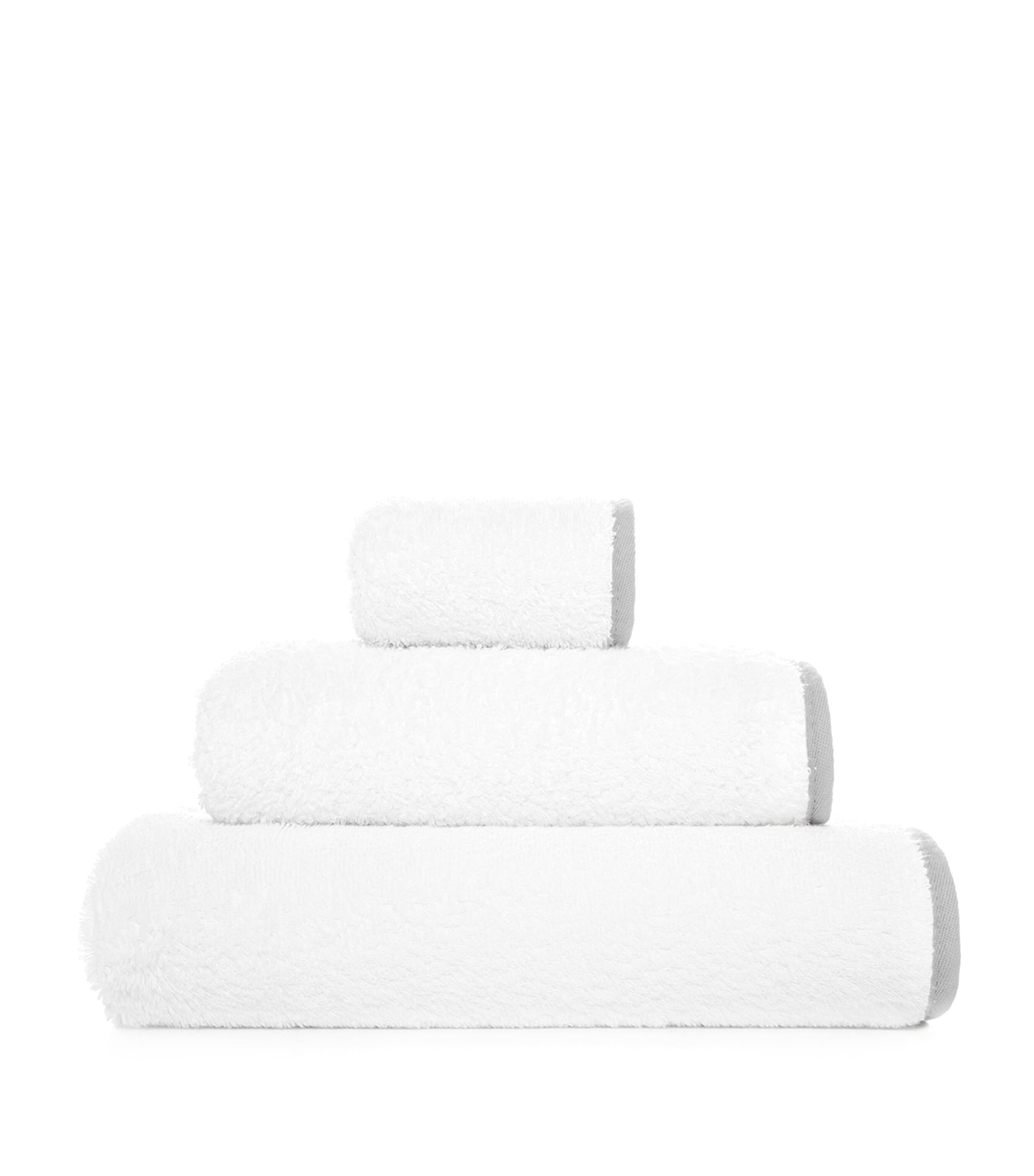 GRACCIOZA Egyptian Cotton Portobello Bath Towel (70cm x 140cm) White/silver