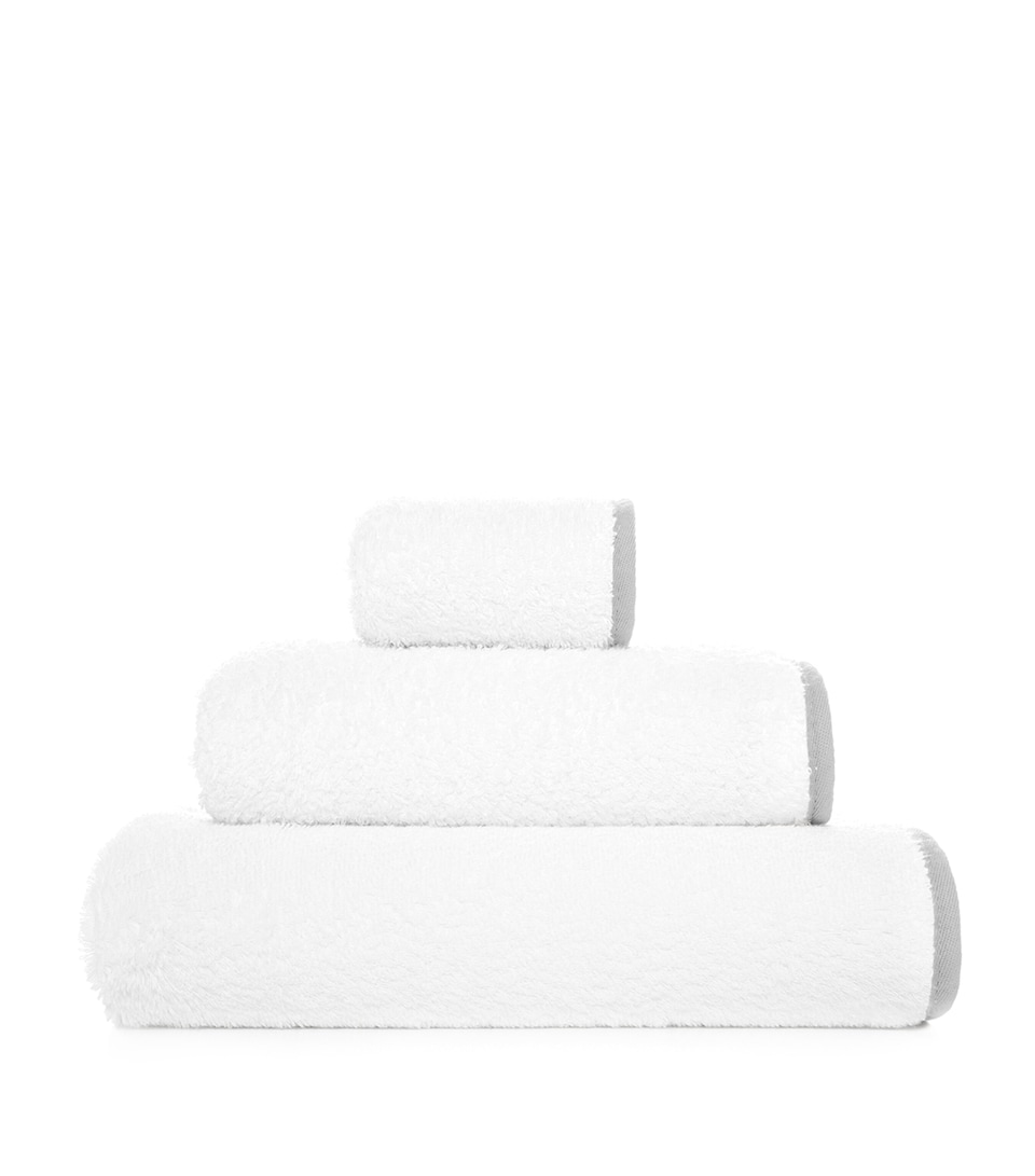 GRACCIOZA Egyptian Cotton Portobello Bath Towel (70cm x 140cm) White/silver